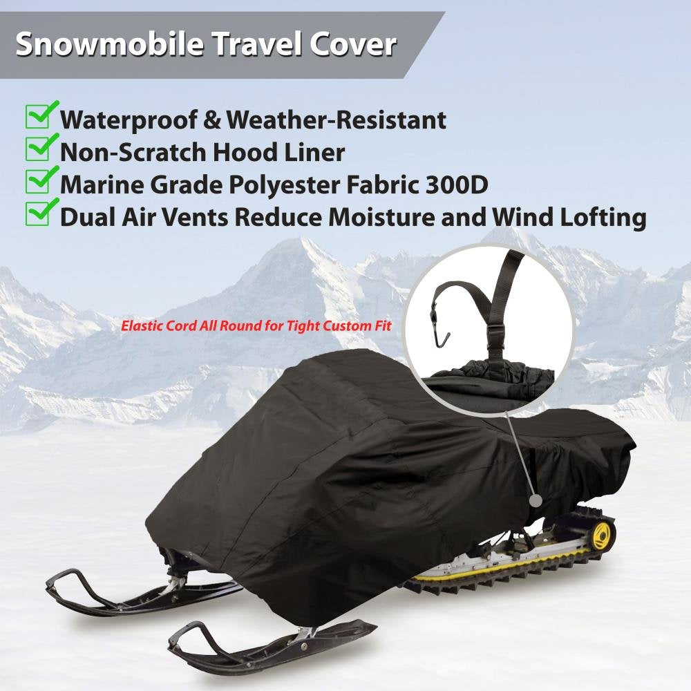 Pyle Snowmobile Cover, Waterproof, Heavy Duty, Marine Grade Polyester, 113" Length, Quick Release Buckle, Dual Air Vents, Non-Scratch Liner, Elastic Cord, UV Resistant, Durable Protection