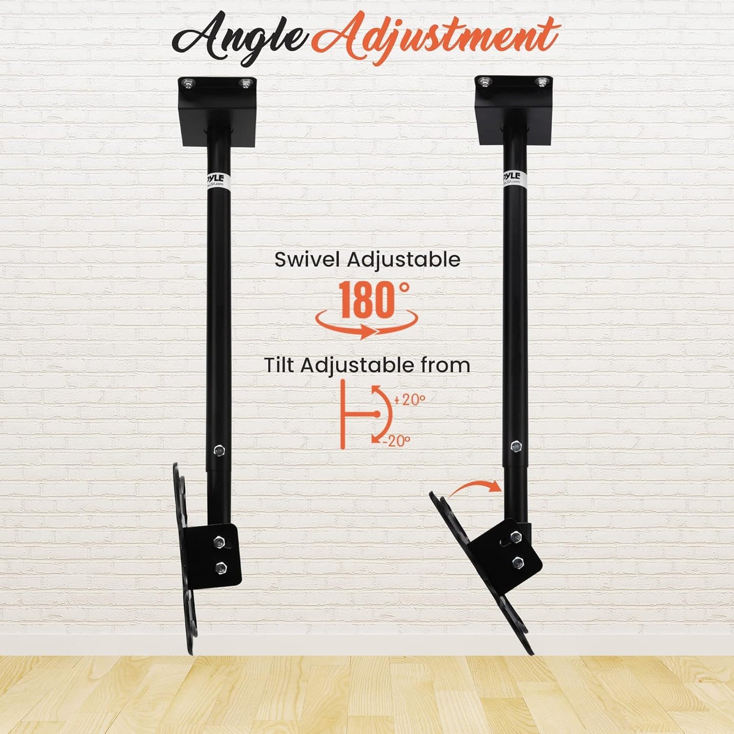 Pyle Adjustable Height TV Ceiling Mount - Swivel and Tilting Vertical VESA Universal Mounting Bracket, Mounts 14 to 42 Inch HDTV, LED, LCD, Plasma, Flat Screen Television Up to 30 KG - Pyle PCTVM15