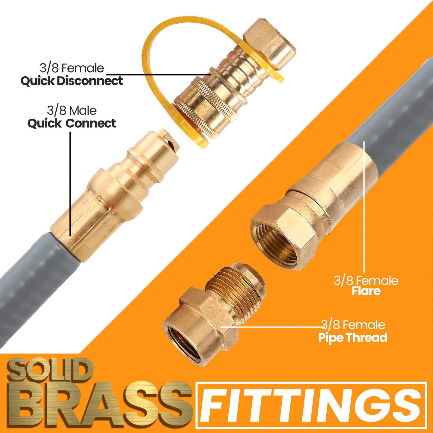 SereneLifeHome Natural Gas Hose, with Conversion Kit and Quick Connect Fittings, Works with Models SLFPS3, SLFPTL, SLFPX45, SLFPSX55, SLFPTIL49, and SLFPX69