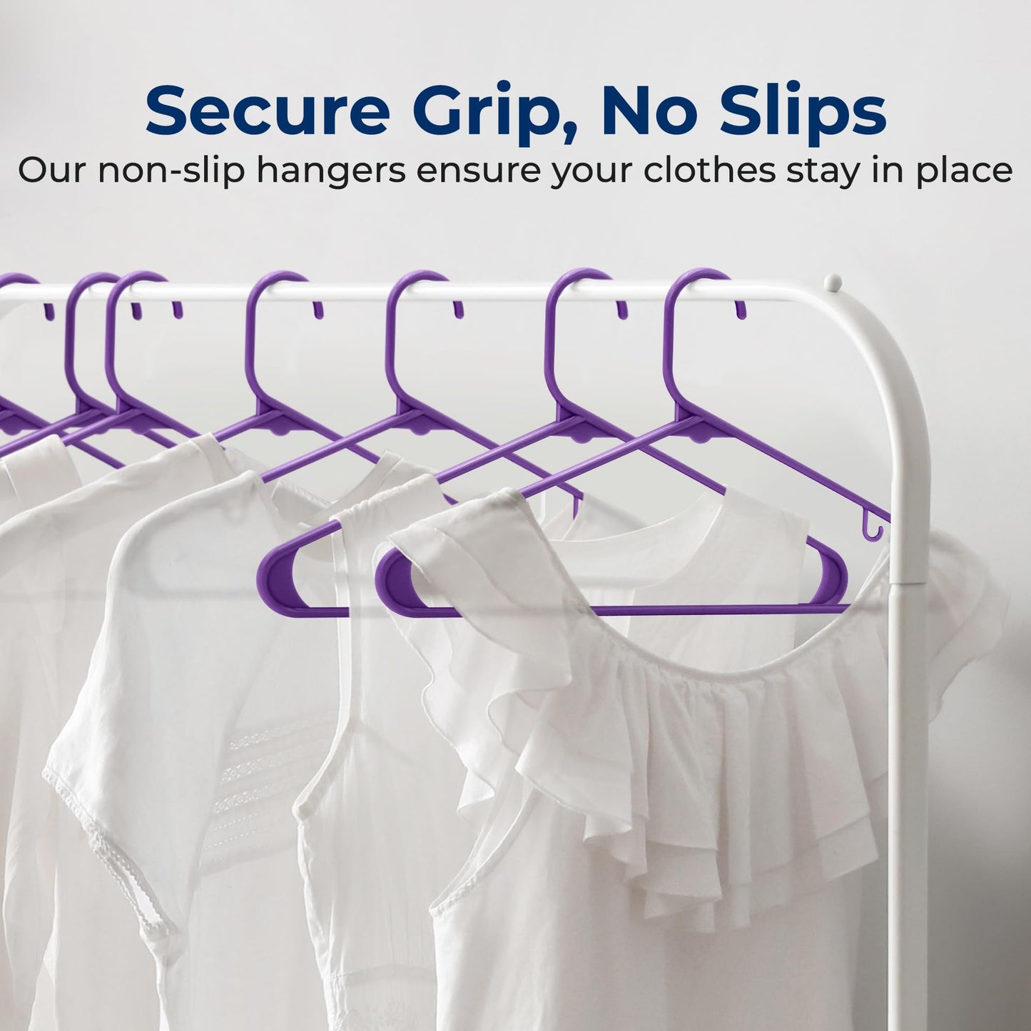SereneLife 50 Pack Plastic Hangers, Non-Slip, Space-Saving Closet Organizers, Durable and Strong for Shirts, Sweaters, Hoodies, Kids Clothes & Dresses, Ultra-Thin, Lightweight