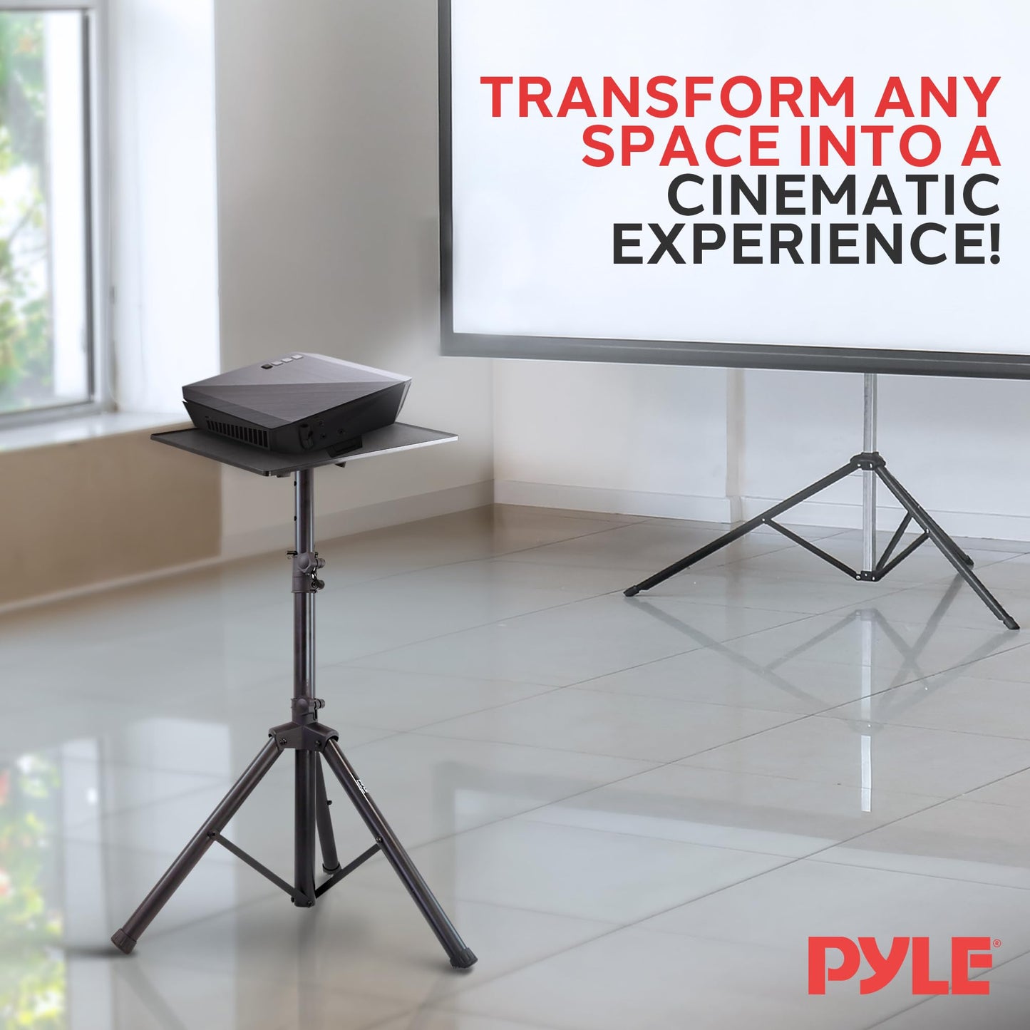 PYLE PRO Universal Laptop Projector Tripod Stand - Computer, Book, DJ Equipment Holder Mount Height Adjustable Up to 39.37” w/ 14” x 11” Plate Size -for Office, Home, Stage, Studio, DJ Racks Holder