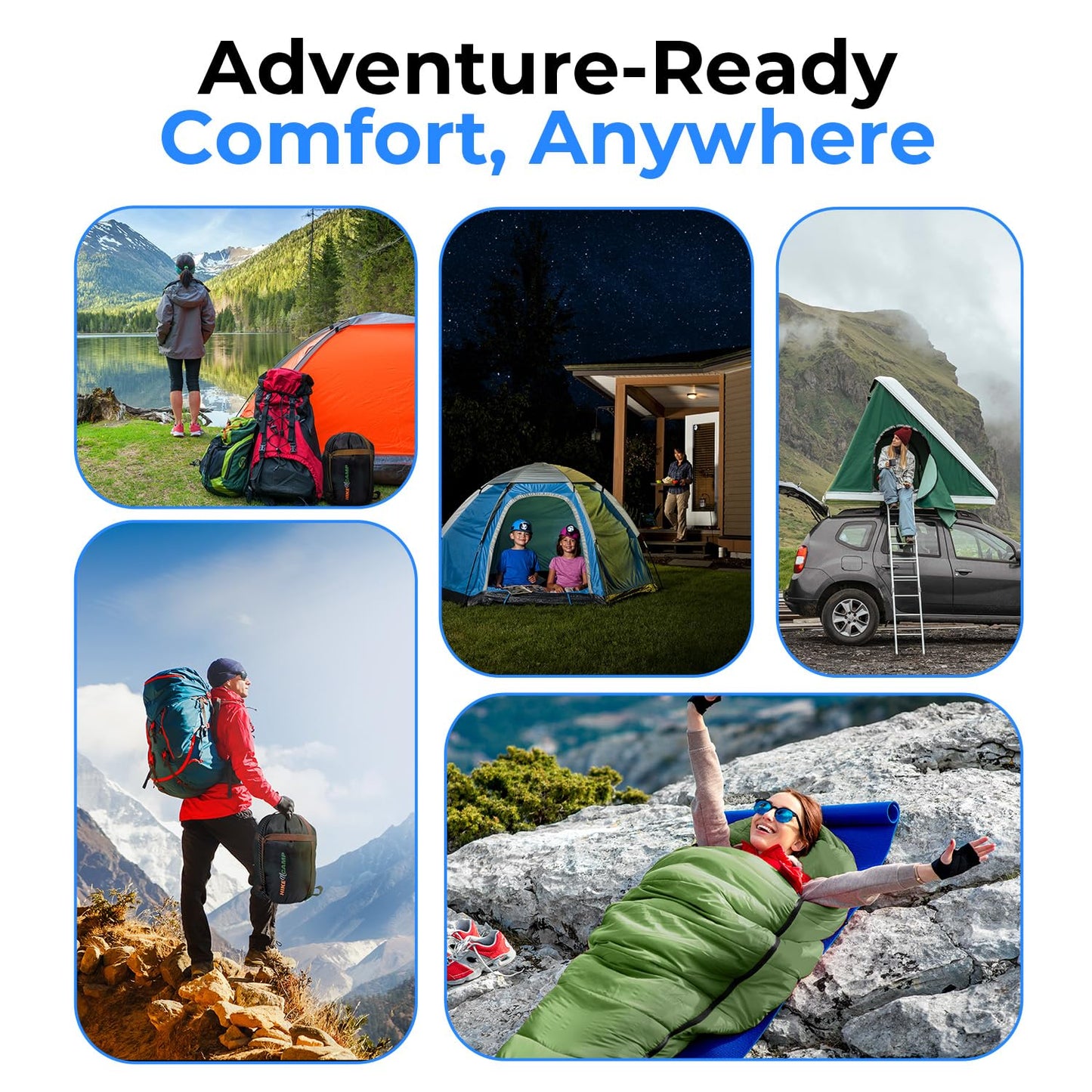 SereneLife Mummy Sleeping Bag with Travel Pillow – Lightweight 4-Season Sleeping Bag for Adults & Kids, Compact Compression Sack, 210T Waterproof Shell, Washable, for Camping, Hiking, Outdoor Use