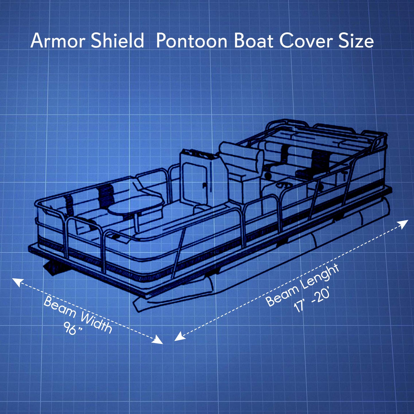 Pyle Universal Boat Adjustable Storage Cover - 17'-20'L to 96” Pontoon Boats Protection Custom Heavy Duty Waterproof Polyester Fabric, Snap Strap, Elastic Cord, Bag