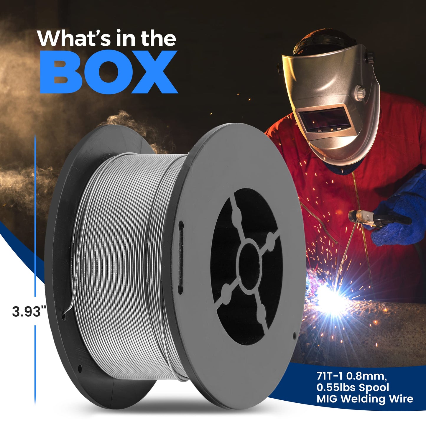 SereneLife Flux-Cored Welding Wire - 71T-1 0.8mm, 0.55lbs Spool MIG Welding Wire, Gas Shielded Wire - Pyle PRTSLMIGHWL100