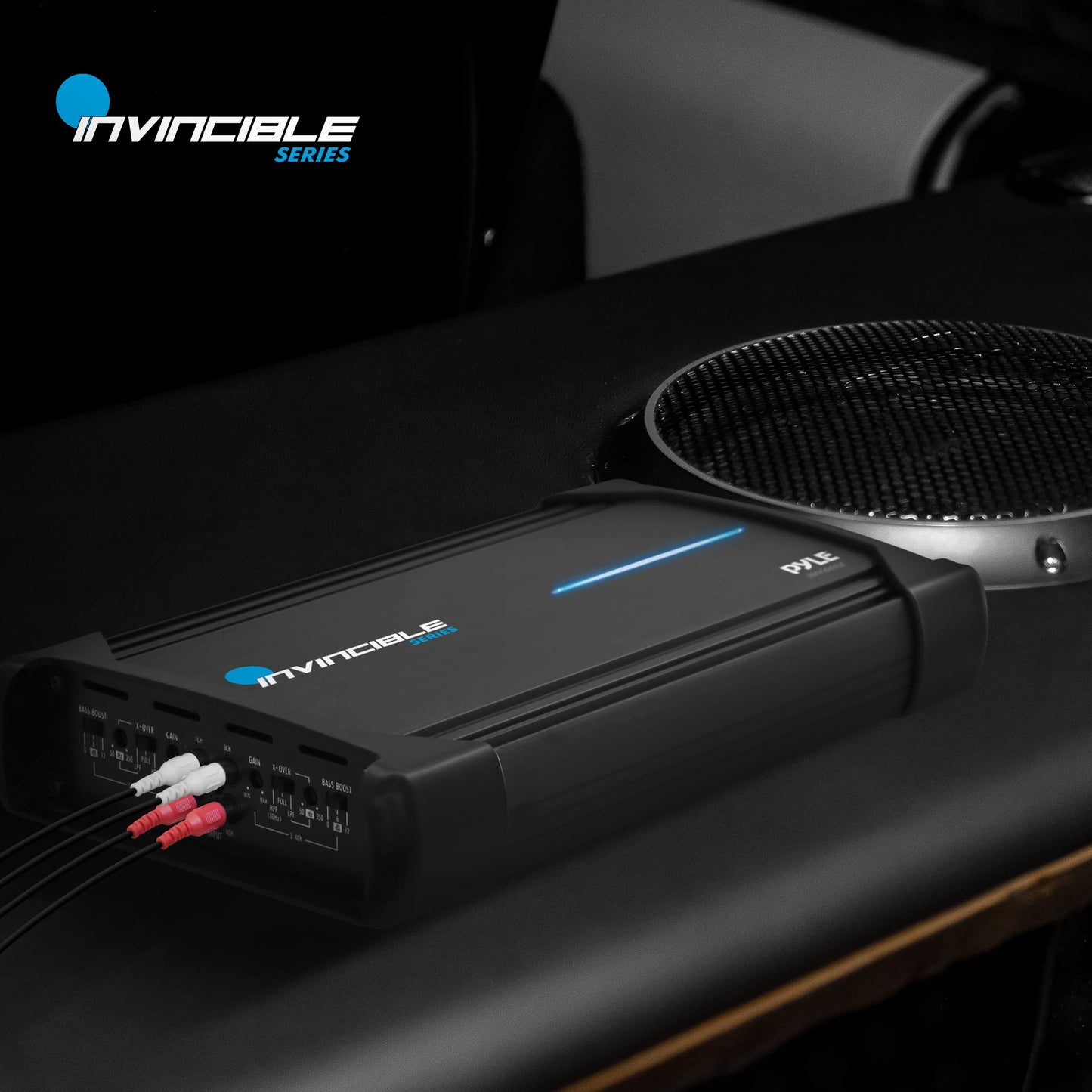 Pyle 14” Class AB Mosfet Amplifier - Invincible Series Bridgeable Amp, 4 Channel 2000 Watts Max, Mosfet PWM Power Supply, High-Current Dual Discrete Drive Stages, Advanced Protection Circuitry