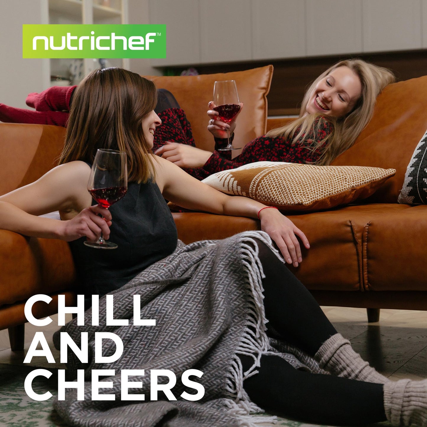 NutriChef PKCWCDS245 24 Bottle Fridge | Dual Zone Chiller | Adjustable Temperature 41°F to 64°F | Ultra Quiet Operation | Wine Cooler for Home, & Office | Free Standing 39x11x23 in (Black)
