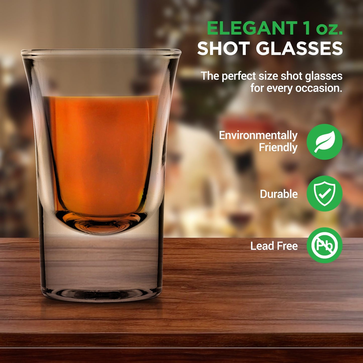 NutriChef 4-Pack Clear Shot Glasses - Heavy Stable Base with Thick Glass - For Hot & Cold Drinks, Whiskey, Vodka, Tequila, Cordial, Spirits, Liquors, & Espressos - Small Bulk 1 Ounce Shotglass