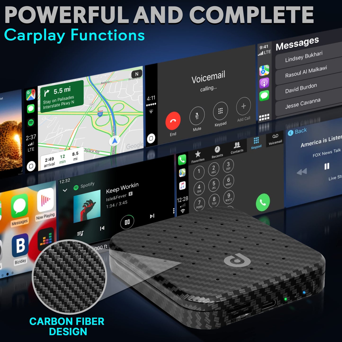 PyleUsa Wireless CarPlay Android Auto Multimedia Video Box,4GB RAM 64GB ROM,2.4GHz,5GHz Dual Band WiFi BT,Octa Core 64Bit,4K Full HD,H.265,USB3.0 Android Box,Screen Mirroring, Install Android Apps