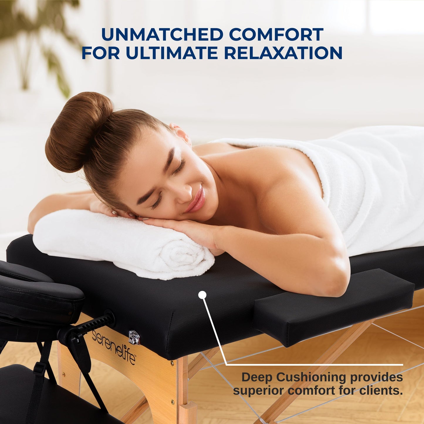 SereneLife Portable Massage Table, Professional Adjustable Folding 3 Sections Massage Bed with Carrying Bag, Lash Bed Ideal for Beauty Salon, Physical Therapy, Tattoo Parlor, Spa & Facial Treatment