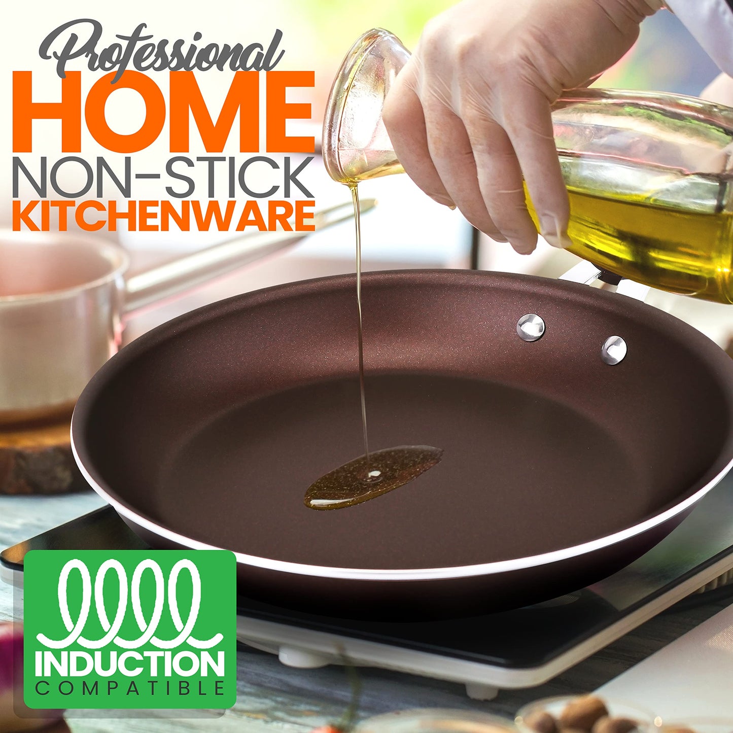 NutriChef 10'' Medium Fry Pan - Non-Stick High-Qualified Kitchen Cookware, Safe for Gas, Electric, Ceramic & Induction Counter Cooktops (Works with Models: NCCW14SBR & NCCW20SBR) -NCCW14SBRMFP