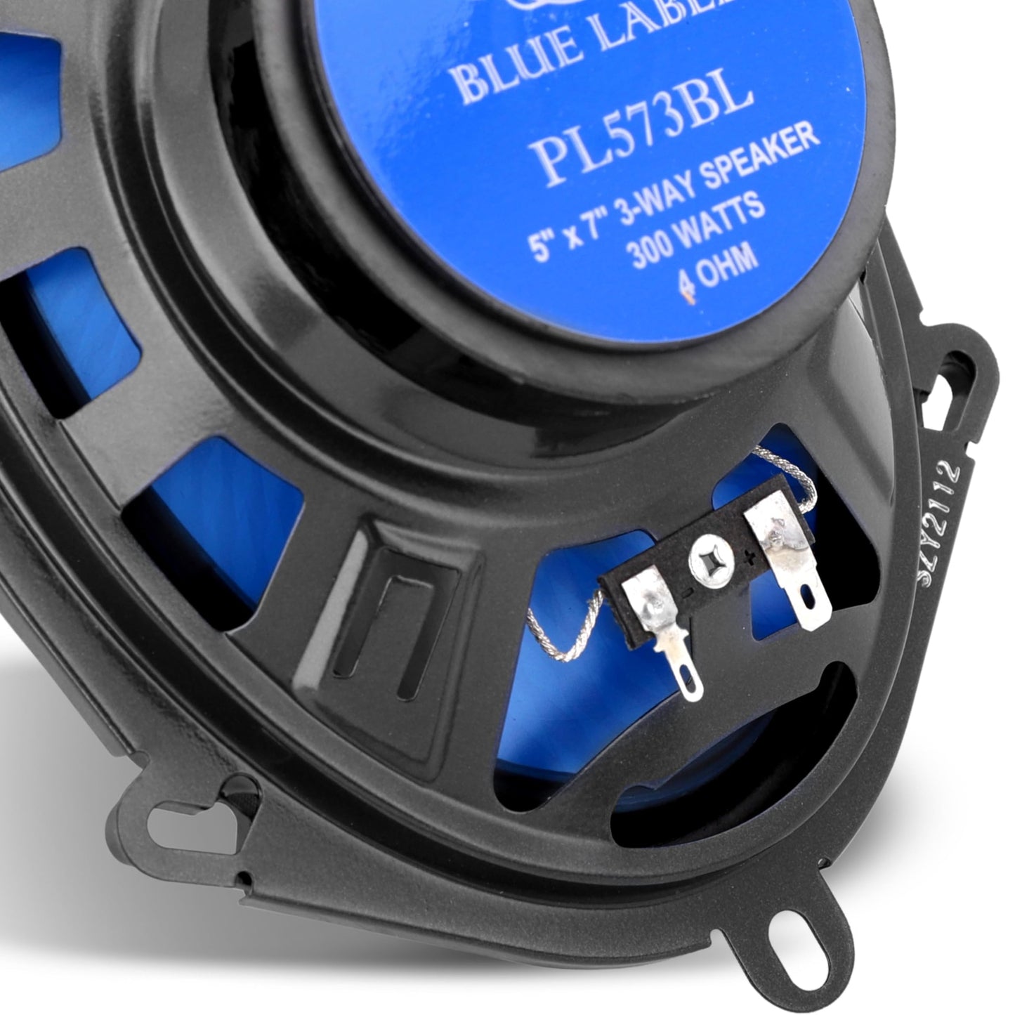 Pyle 5” x 7” Car Sound Speaker (Pair) - Upgraded Blue Poly Injection Cone 3-Way 300 Watts w/Non-fatiguing Butyl Rubber Surround 80-20Khz Frequency Response 4 Ohm & 1" ASV Voice Coil - PL573BL, Apple