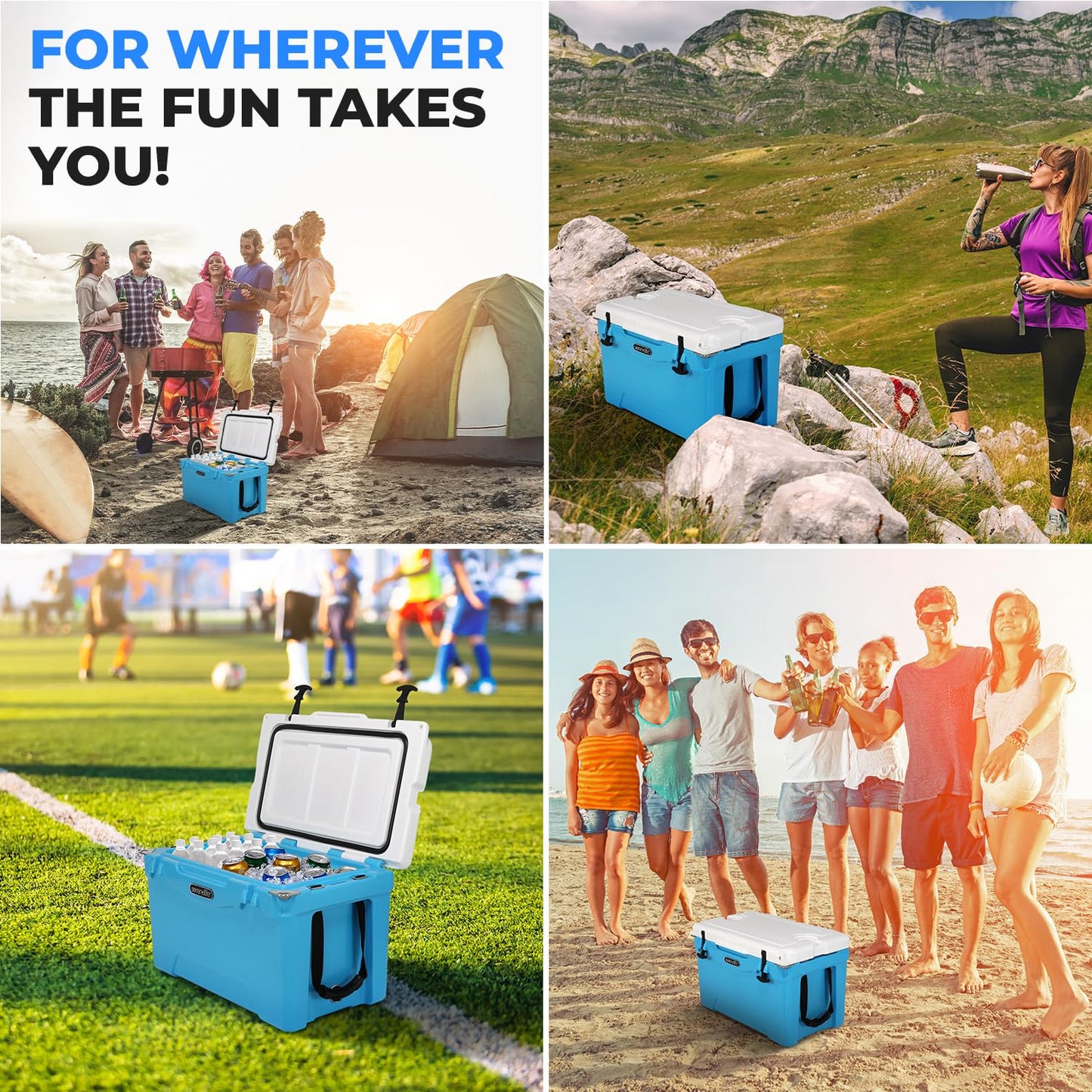 SereneLife Ultra-Tough 50 Quart Rotomolded Cooler Box, Holds Upto 64 Cans, Keeps Ice Up to 5 Days, Heavy-Duty Insulated Portable Ice Chest Box, Ideal for Camping, Beach, and Outdoor Adventures