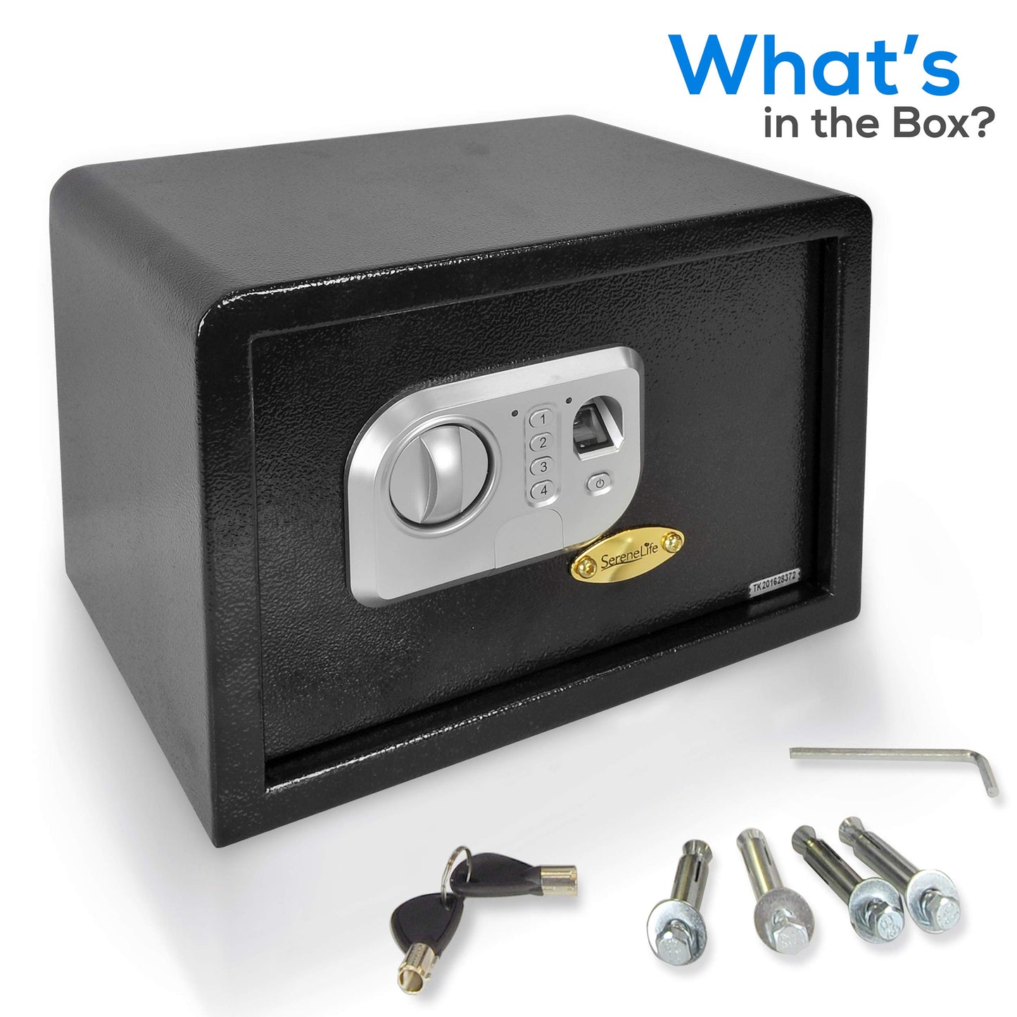 SereneLife Electronic Safe Box | Heavy Duty Money Safe | Digital Touch Pad Lockbox with Code and 2 Keys | Small Safe Box for Home or Office, Secure Cash, Jewelry, Firearms | 13.8’’ x 9.8” Black