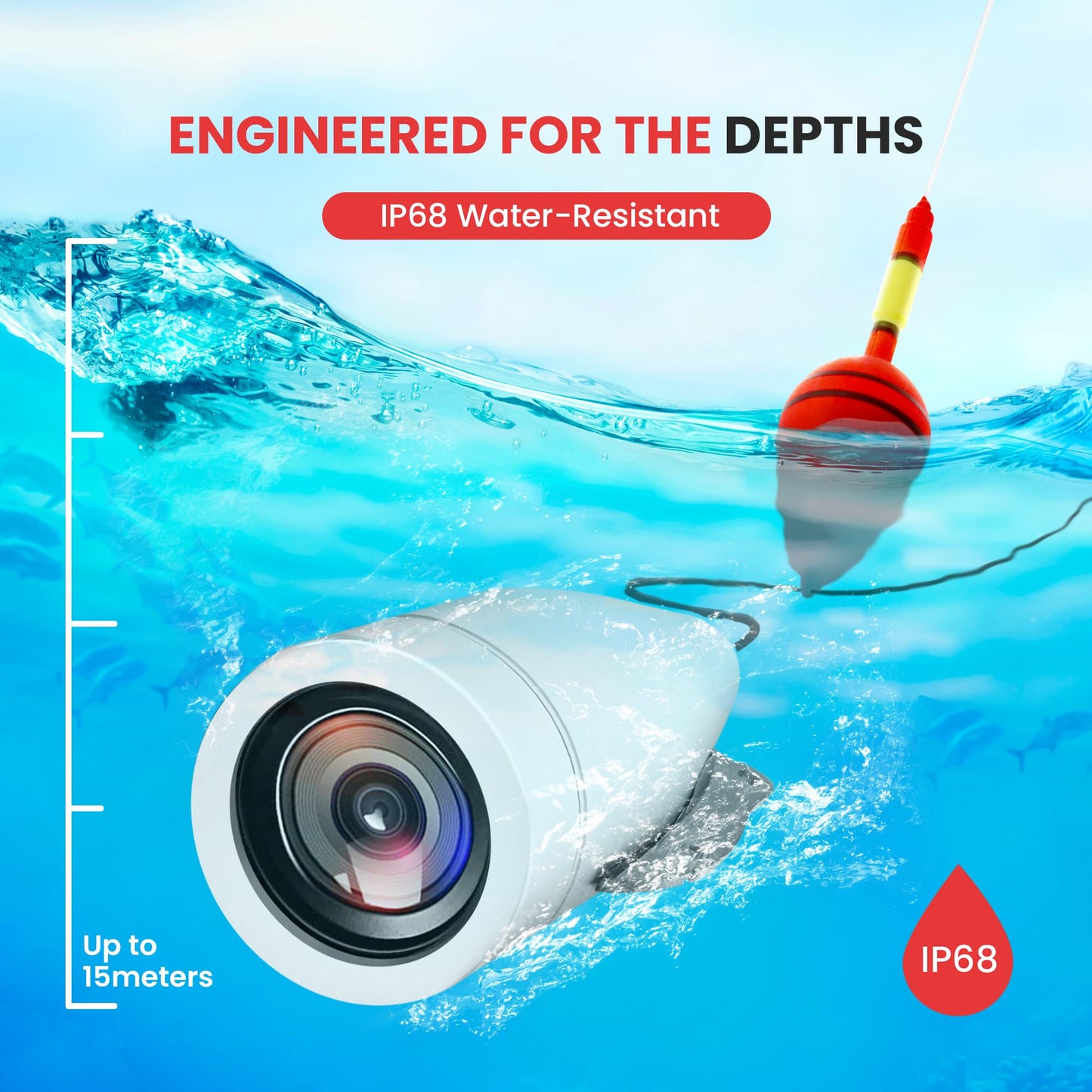 Underwater Fishing Camera, Live Scope Deeper Fishing Line Fish Finder, Go Fish Ice Depth Video Camera For Boats, 7'' Portable LCD Monitor, IP68 Water-Resistant, Includes Carrying Case, Sunshield Cover