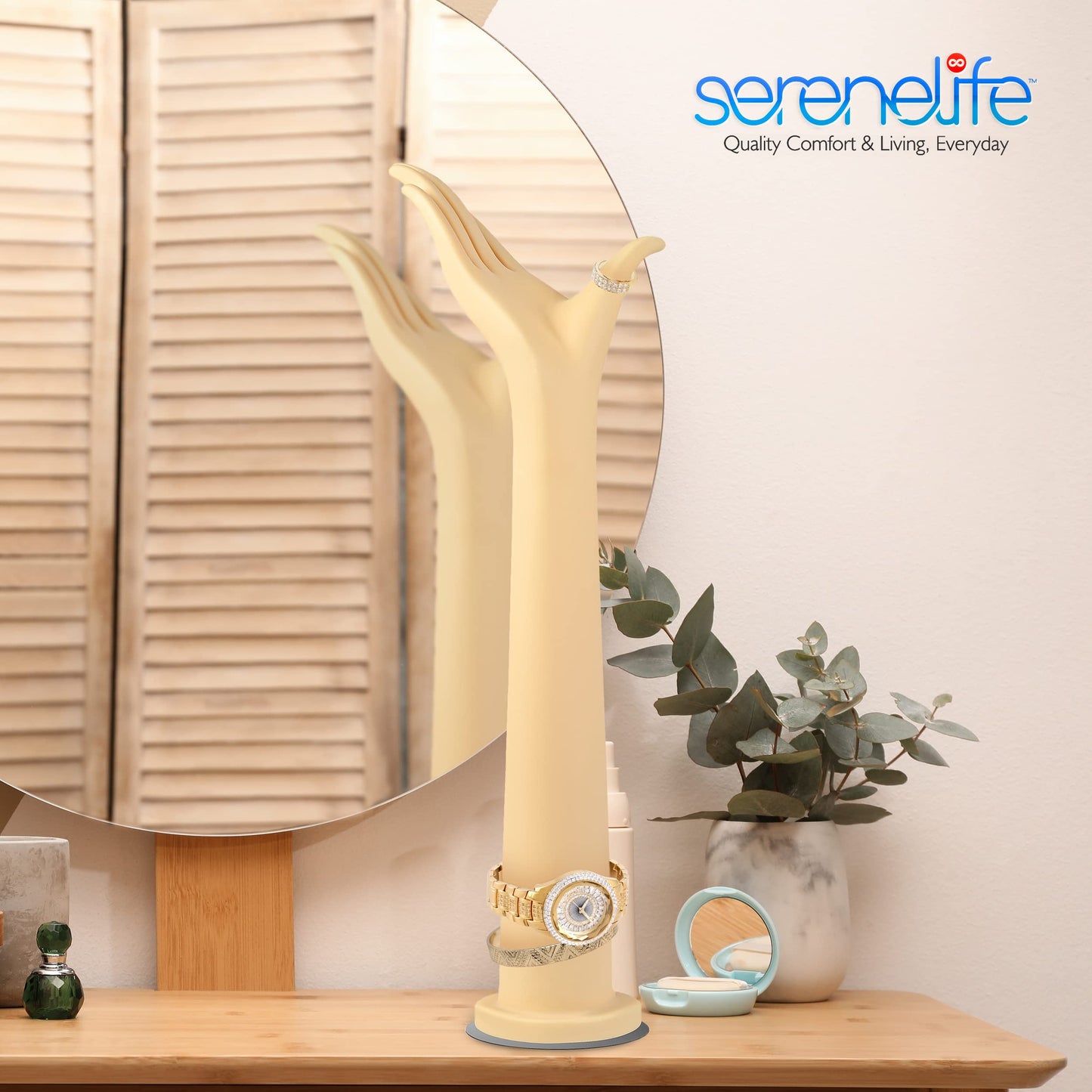 SereneLife Jewelry Hand Display Holder, 18.5-Inch Long Female Mannequin Hand, Perfect for Showcasing Rings, Bracelets, Bangles, Watches, Gloves, and Stylish Accessory Display