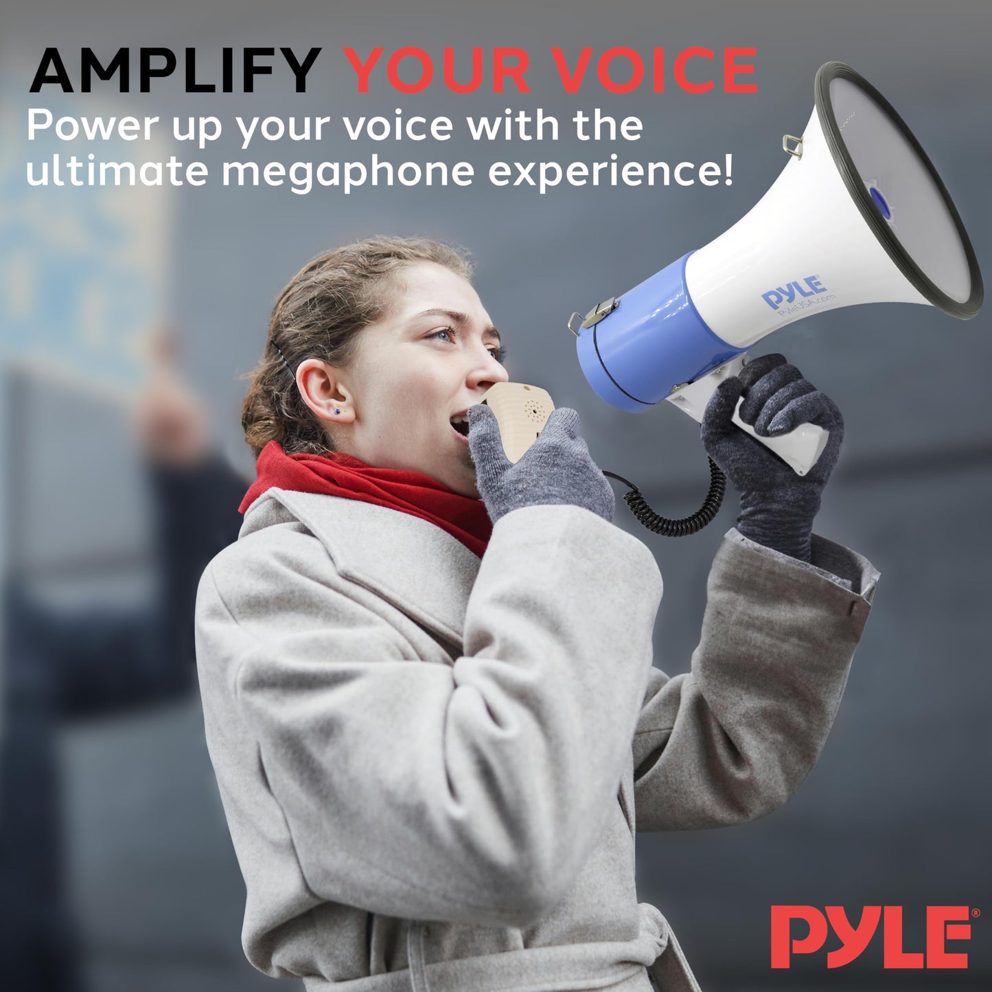 Pyle 50W Megaphone Bullhorn Speaker with Built-in Siren, Rechargeable Battery, 10-Second Record Function, Loud & Clear Sound for Sports Fans, Coaches, Cheerleading, or Safety Drills (PMP59IR)