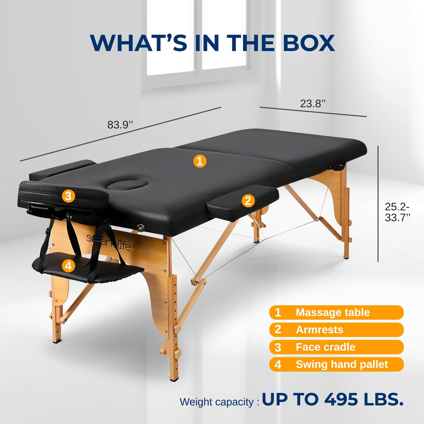 SereneLife Portable Massage Table, Professional Adjustable Folding 3 Sections Massage Bed with Carrying Bag, Lash Bed Ideal for Beauty Salon, Physical Therapy, Tattoo Parlor, Spa & Facial Treatment