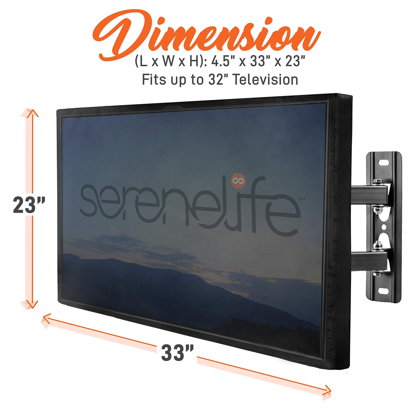 SereneLife Waterproof TV Cover for 30-32 inch TV – Indoor/Outdoor Weatherproof Television with Bottom Cover, Thick Fabric, Dustproof with Remote Control Pocket, Black