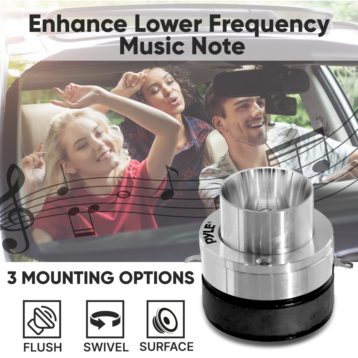 Pyle 2.5" Titanium Tweeter with Die-Cast Aluminum Frame - 100 Watts, 1'' Voice Coil, Car Audio Tweeter for Stereo and Speaker - PDBT30, Yellow