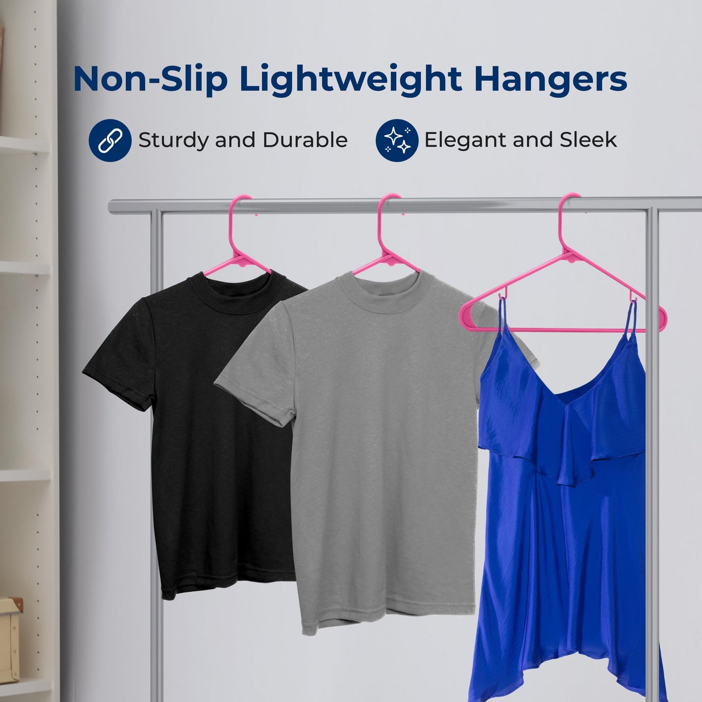 SereneLife 150 Pack Plastic Hangers, Non-Slip, Space-Saving Closet Organizers, Durable and Strong for Shirts, Sweaters, Hoodies, Kids Clothes & Dresses, Ultra-Thin, Lightweight