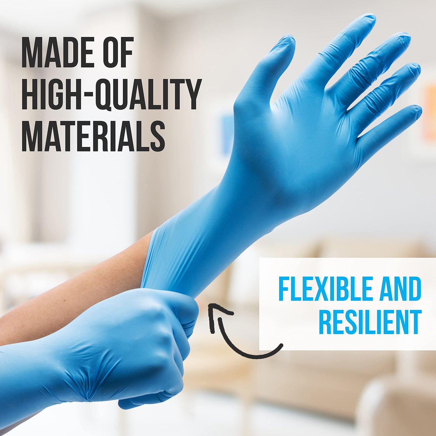 SereneLife 1000 Pcs Nitrile Disposable Gloves - Soft Industrial Gloves, Nitrile and Vinyl Blend Gloves Powder-Free, Latex-Free Protective Gloves, Soft and Comfortable, Size Small SLGLVNIT100SMX10 Blue