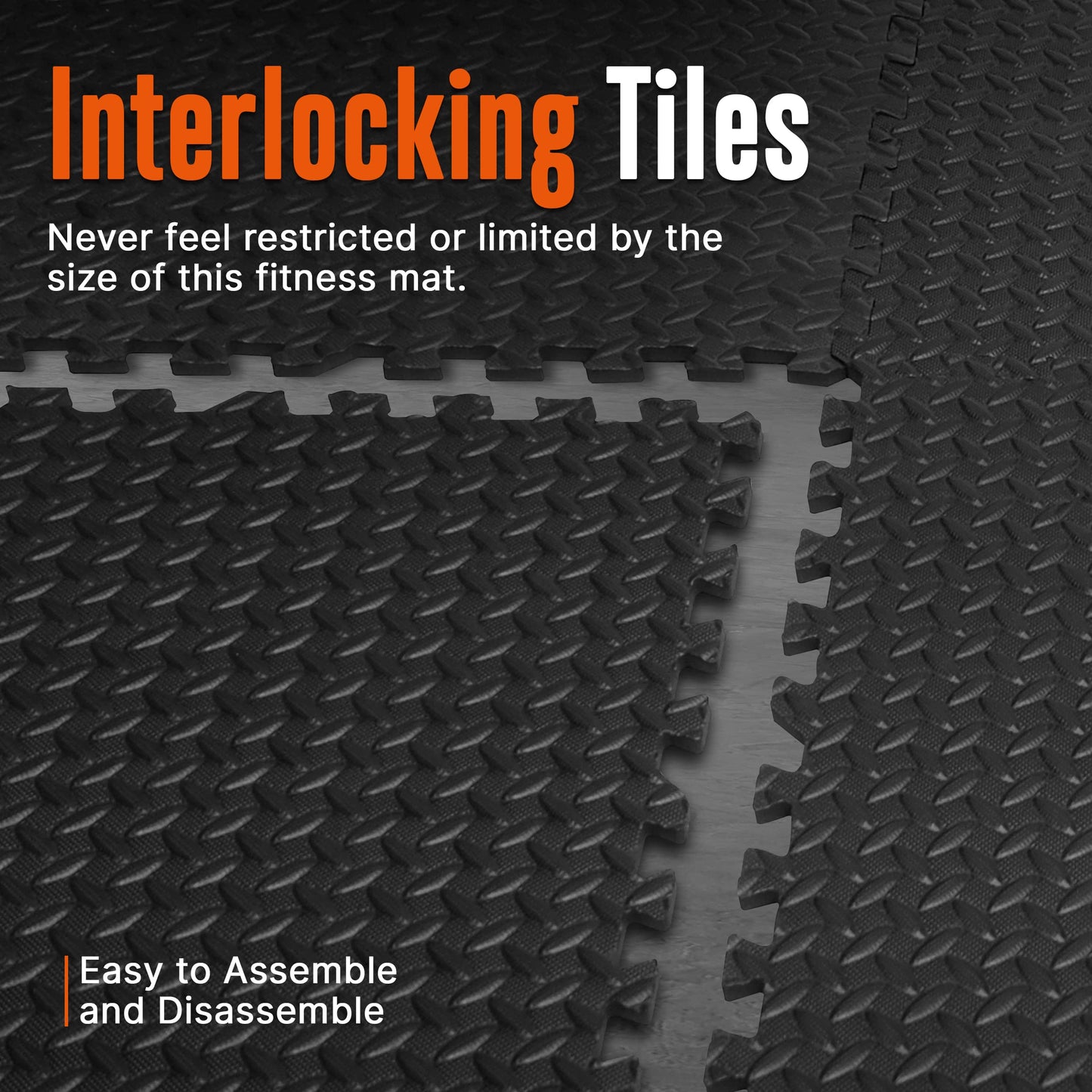 SQUATZ Thick Puzzle Exercise Mat, 6 Pcs EVA Foam Interlocking Tiles Protective Flooring for Gym Equipment and Cushion for Workouts, Durable Non-Skid Texture, Easy to Assemble, Black