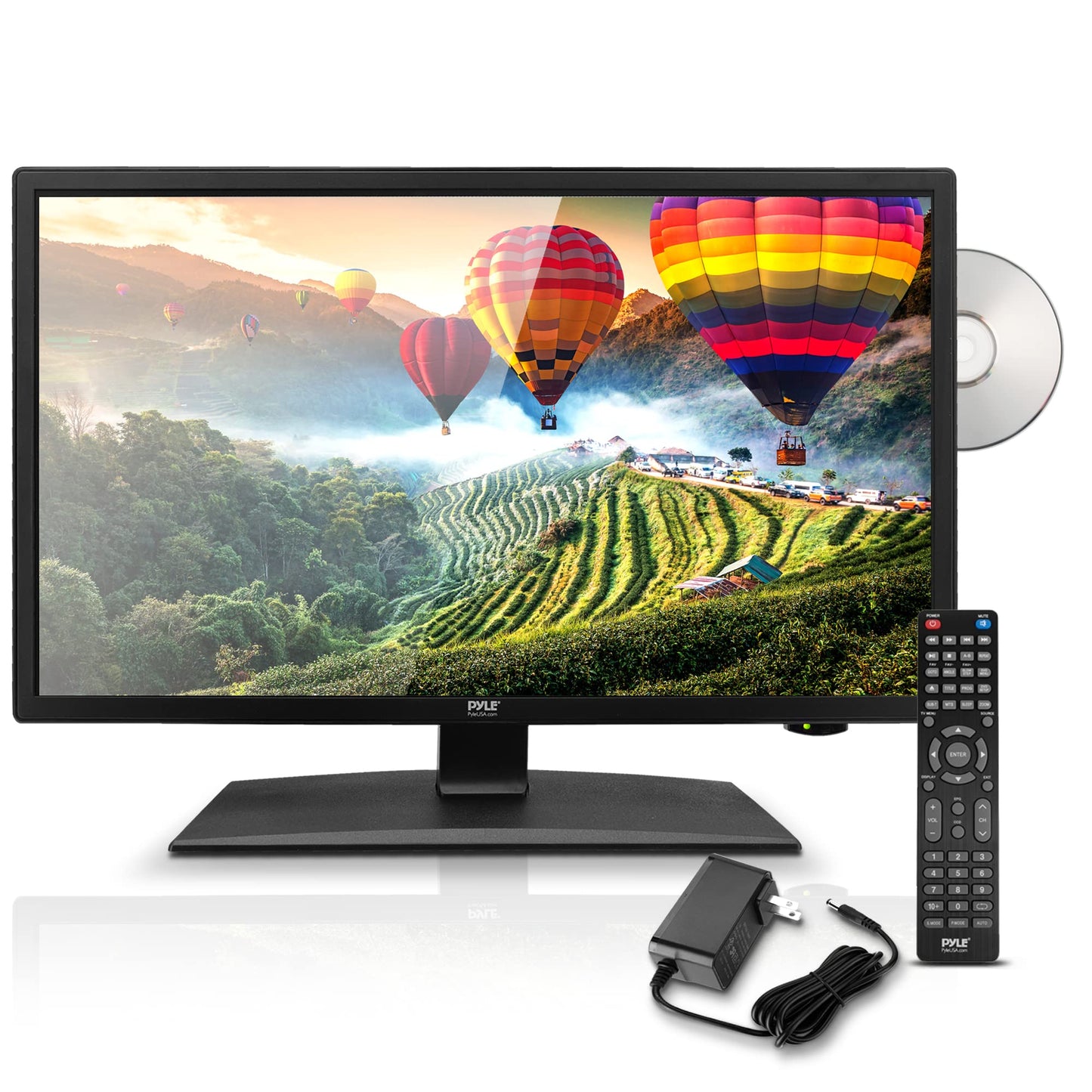 Pyle 18.5 Inch 768p LED RV Television - Flat Screen Monitor LED TV w/HDMI, RCA, Multimedia Disk Combo, 12V/24V Car Adapter, Full Range Stereo Speaker, Wall Mount, Works w/PC, Includes Remote Control