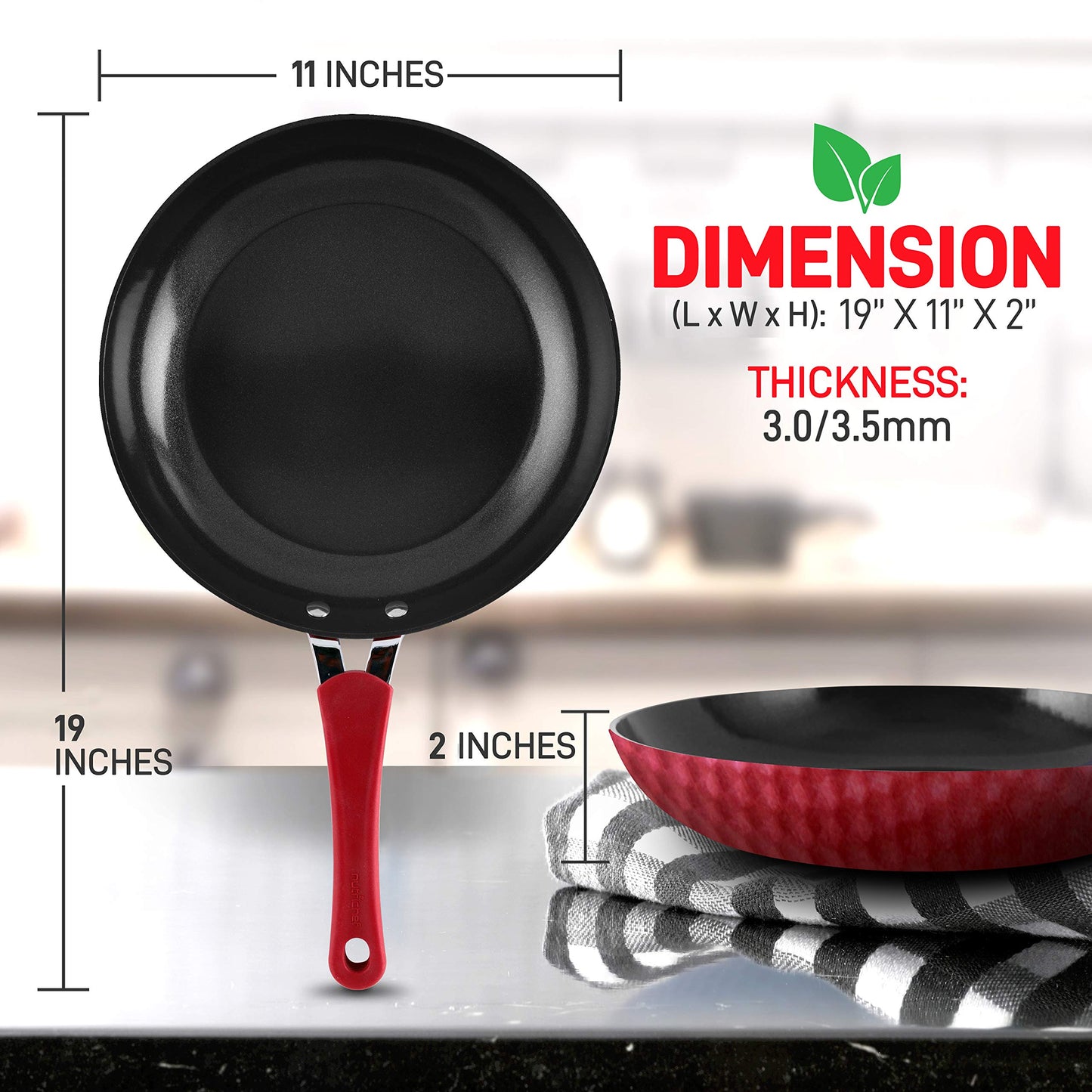 NutriChef 11'' Large Fry Pan - Non-Stick High-Qualified Kitchen Cookware, (Works with Model: NCCW11RDD)