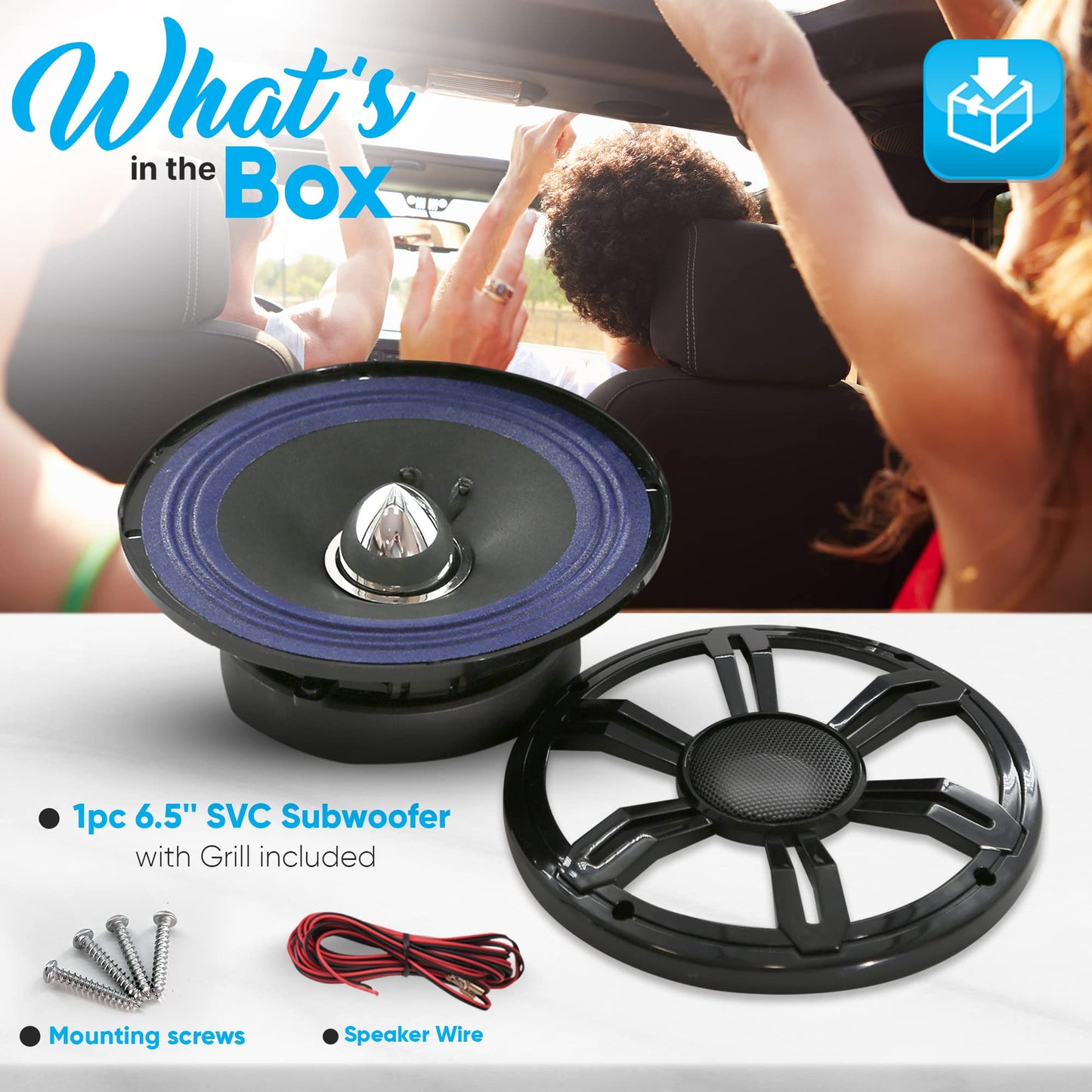 Pyle 6.5 inch Car Audio Speaker, 150 Watt Car Subwoofer Speaker, Single Voice Coil 4-Ohm Paper Cone with Cloth Edge Designed for Truck, Mobile Vehicle Applications -Black/Blue