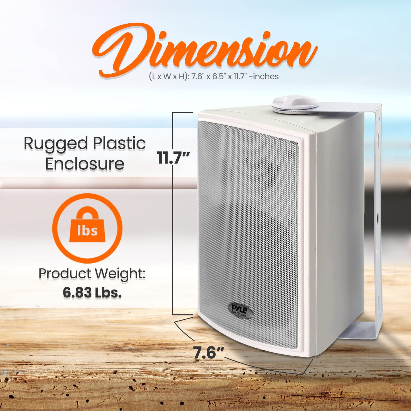 Pyle 6.5'' Wireless BT Streaming Speakers - Pro-Active, Wall Mountable, 100W MAX w/ 2-Way Full Range Stereo Sound Reproduction, Built-in Digital Sound Amplifier, Pair, Elegant White Color - PDWR69BTW