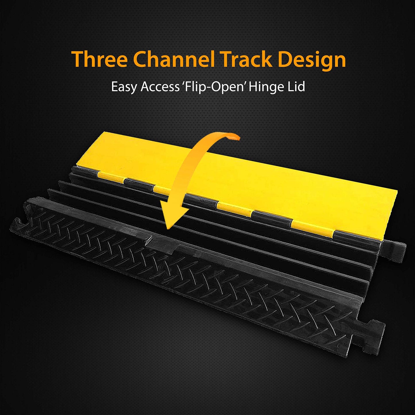 Cable Protector Floor Cover Ramp - 3 Channel Cable Protector Rubber Floor Cord Concealer - Heavy Duty Cable Protector Wire/Hose/Pipe Hider Driveway Protective Covering Armor - Pyle PCBLCO105X2 (Pair)
