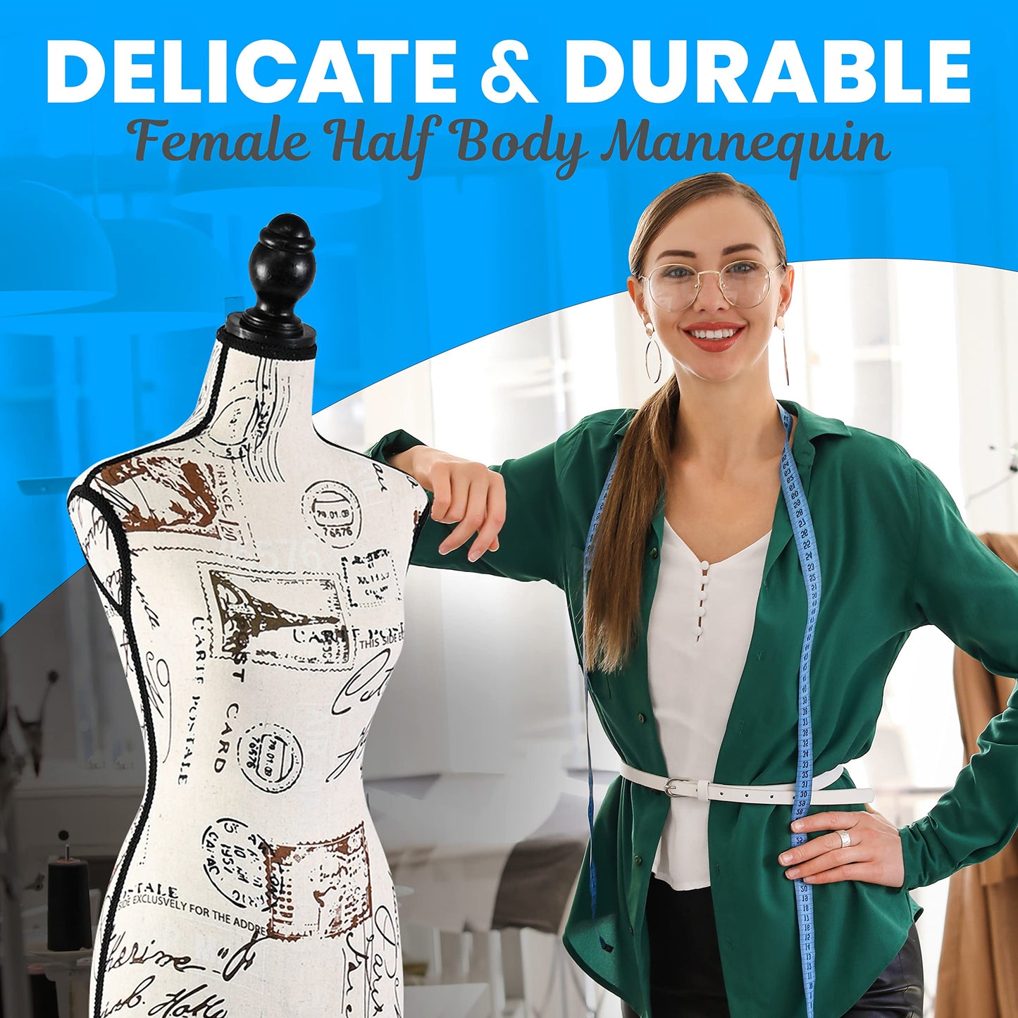 SereneLife Female Torso Mannequin Display - Sturdy and Durable, Adjustable Dress Form (52-64"), Lightweight, Easy-to-Assemble, Stable Tripod Stand, Smooth Surface for Retail Clothing Display
