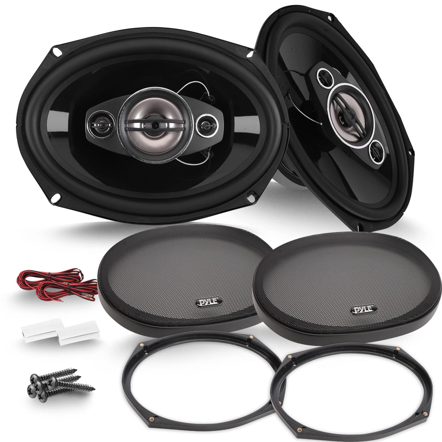 Pyle 6x9"/7x10" car Speakers 4-Way Quadriaxial Full Range Sound Audio - Butyl Rubber Surround, 500W w/ 4Ohm Impedance & 3/4'' Piezo Tweeters - Black Pair