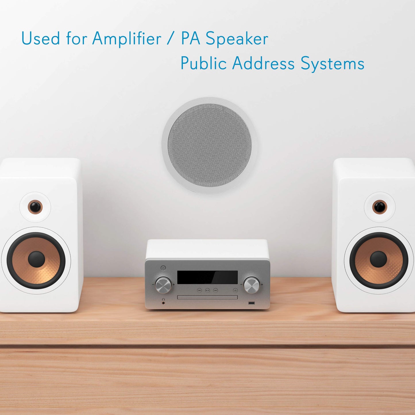 Pyle Ceiling and Wall Mount Speaker - 8” 2-Way 70V Audio Stereo Sound Subwoofer Sound with Dome Tweeter, 600 Watts, in-Wall & in-Ceiling Flush Mount for Home Surround System PDIC83T (White)