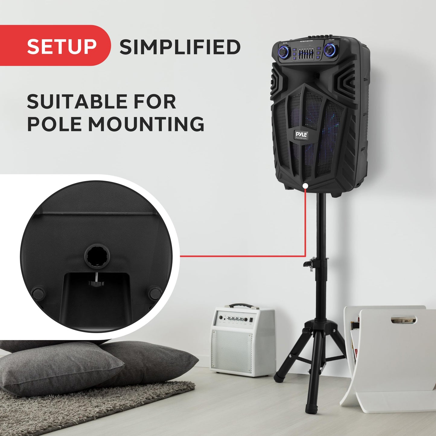 Pyle 1680W Portable Bluetooth PA Speaker - 15" Rechargeable Outdoor Karaoke Party Speaker, Audio System w/Wireless Mic and Wheels, TWS, Party Lights, LED Display, 6.5mm Mic Input, FM/AUX/MP3/USB/SD