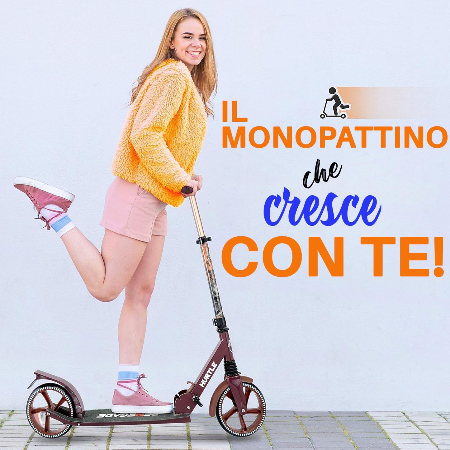 Hurtle Lightweight and Foldable Kick Scooter - Adjustable Scooter for Teens and Adult, Alloy Deck with High Impact Wheels (Real Tree)