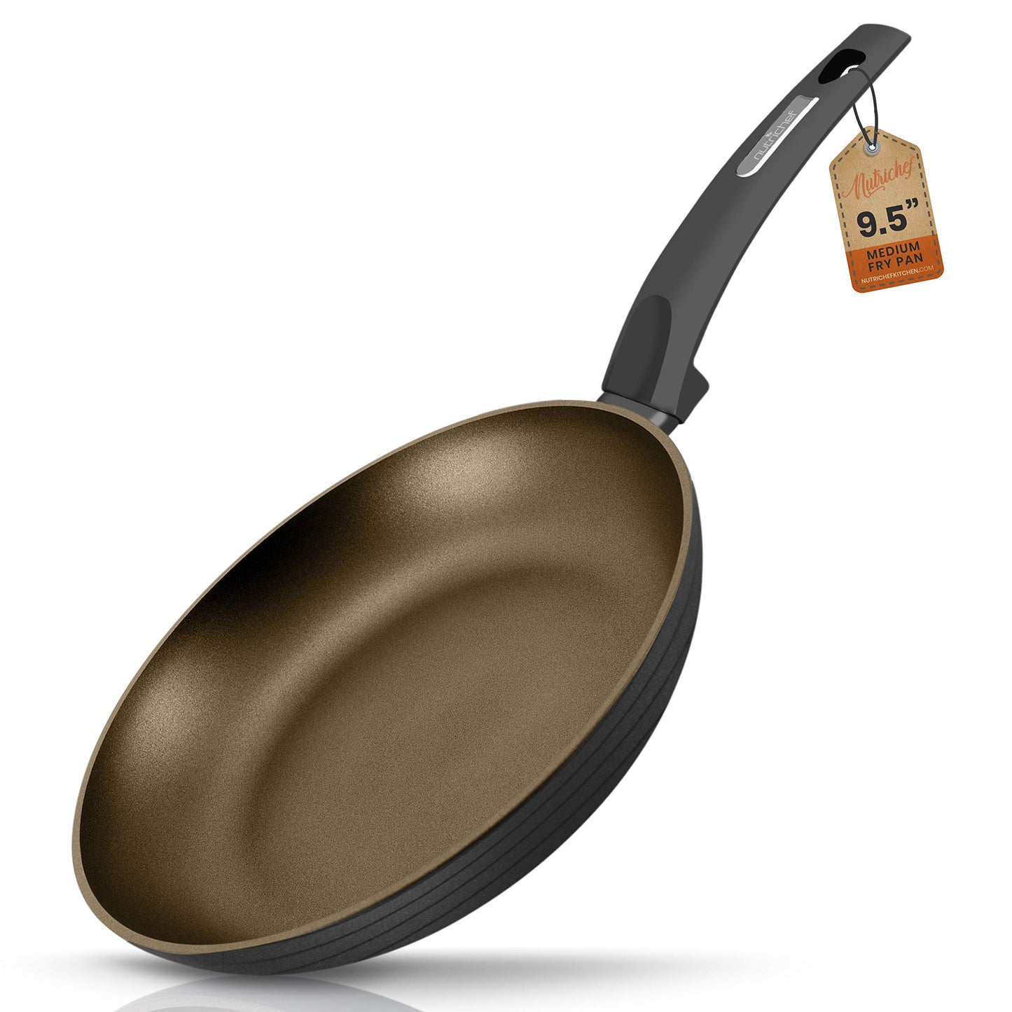 NutriChef 9.5'' Medium Fry Pan - Non-Stick Stylish Kitchen Cookware with Metallic Ridge-Line Pattern (Works with Model: NCCW12S)
