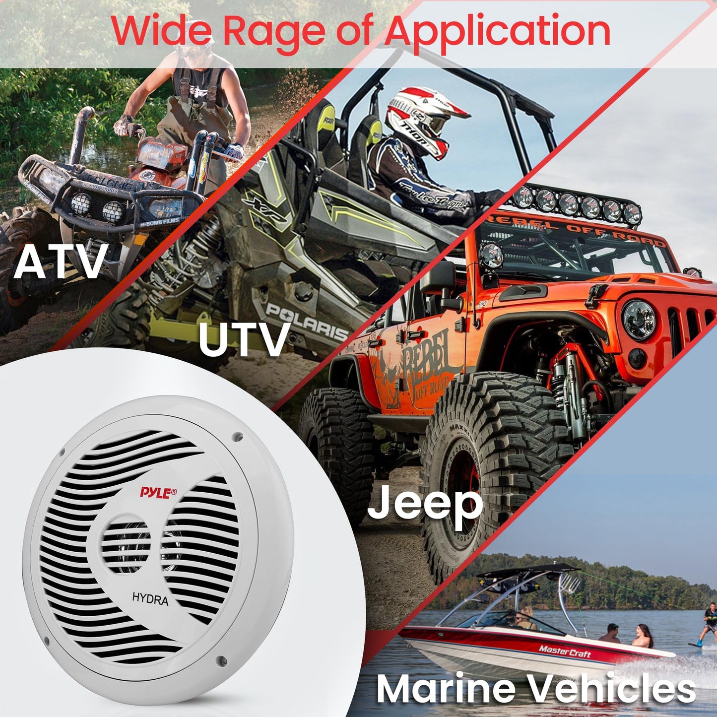 Pyle 6.5 Inch Dual Marine Speakers - 2 Way Waterproof and Weather Resistant Outdoor Audio Stereo Sound System with 150 Watt Power, Polypropylene Cone and Cloth Surround - 1 Pair - PLMR60W (White)