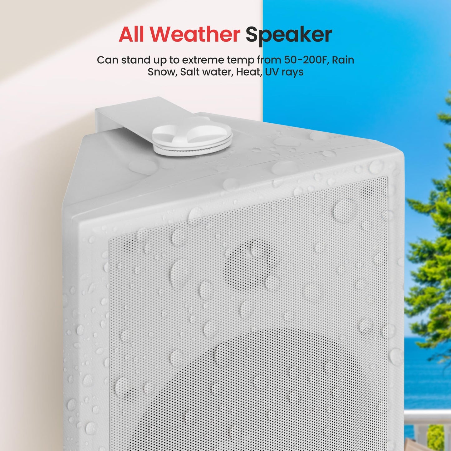 Pyle Home Pyle PDWR63 Dual Waterproof Outdoor Speaker System-6.5 Inch Pair of Weatherproof Wall or Ceiling Mounted White Speakers w/Heavy Duty Grill,Universal Mount-for Use in The Pool,Patio