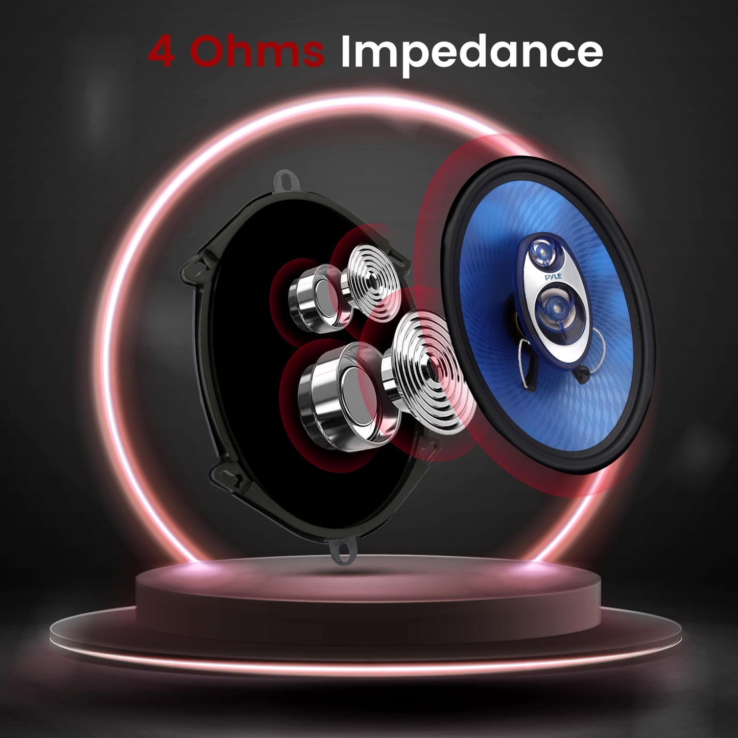 Pyle 5” x 7” Car Sound Speaker (Pair) - Upgraded Blue Poly Injection Cone 3-Way 300 Watts w/Non-fatiguing Butyl Rubber Surround 80-20Khz Frequency Response 4 Ohm & 1" ASV Voice Coil - PL573BL, Apple