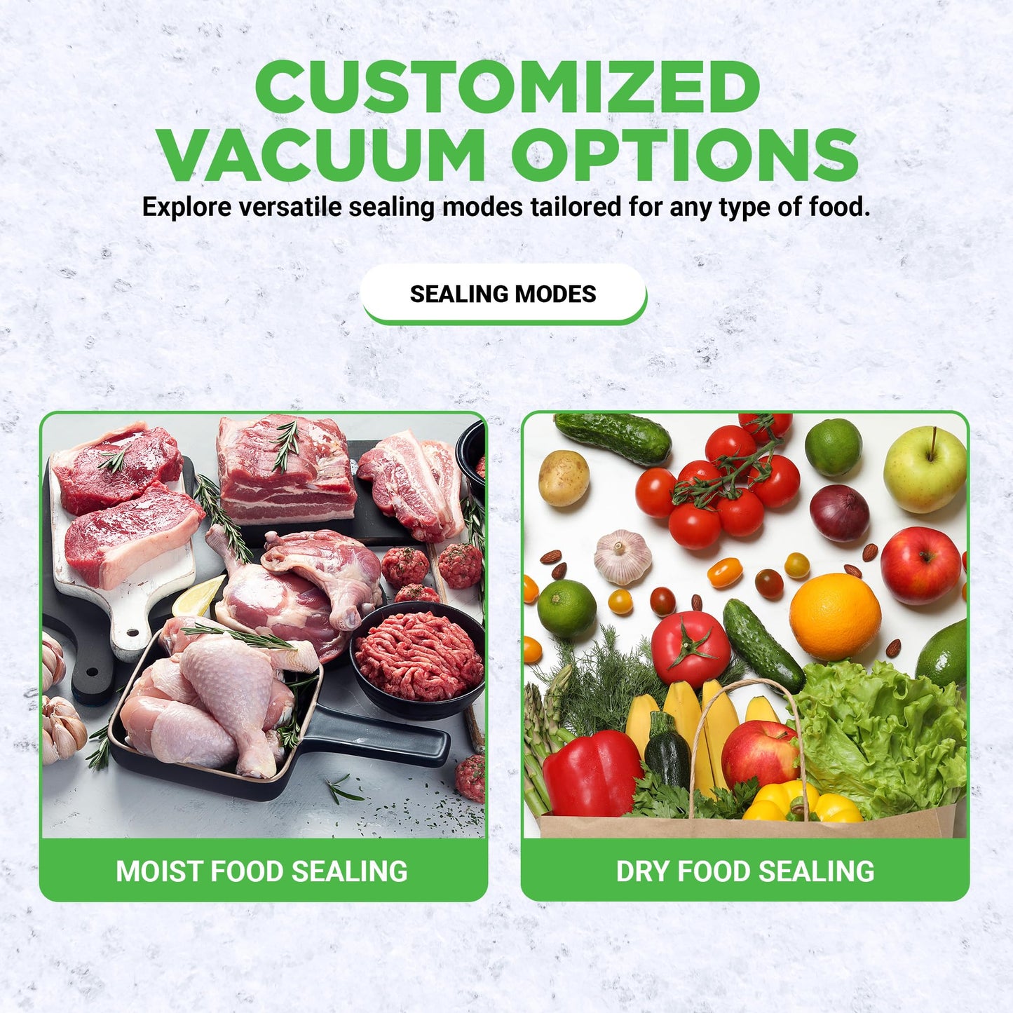 NutriChef Automatic Food Vacuum Sealer System - 110W Suction Power w/ 2 Seal Modes, Includes Vac Roll Bags, Air Hose - PKVS35STS