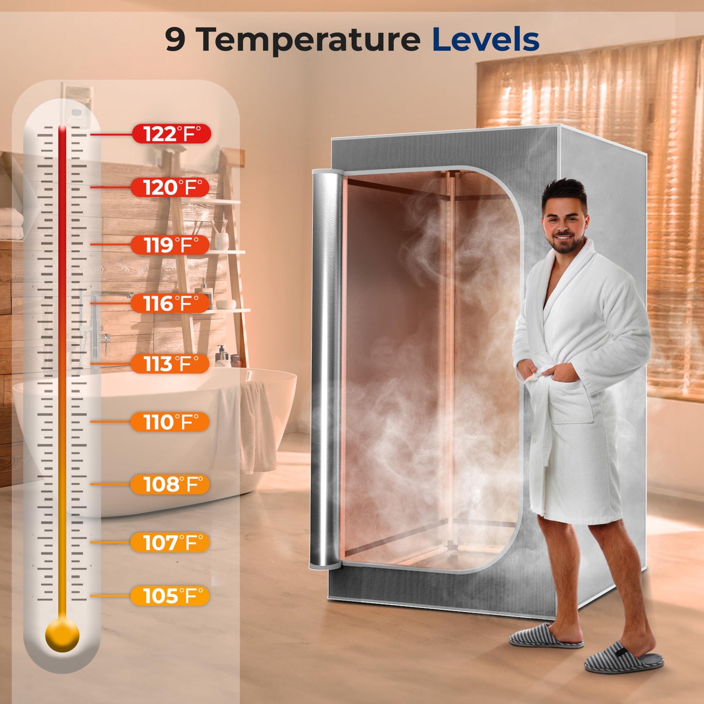 SereneLife Portable Full Size Home Spa| One Person Sauna | with Heating Foot Pad and Portable Chair (Steam Gray)