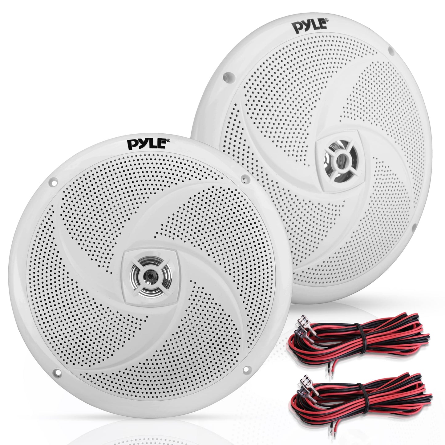 PyleUsa 8” Marine Vehicle Speakers Dual 2-Way 320W 4 Ohm Low Profile Waterproof Car Component Speaker System, 8 Oz Magnet, Voice Coil, for Custom Audio Boat, Truck, Watercraft, Mobile,Off-Road (White)