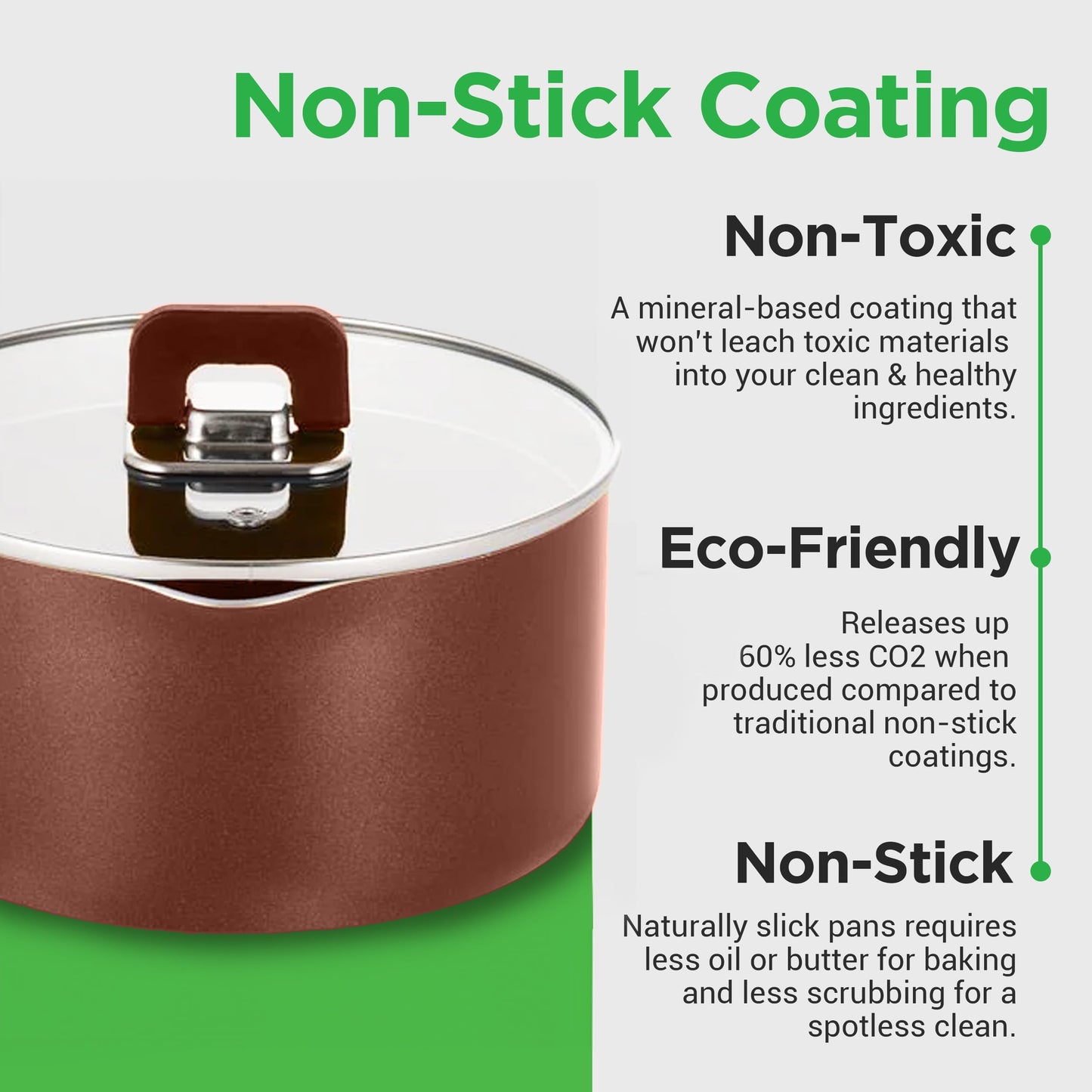 NutriChef 3.1Qt Saucepan With Lid - Non-Stick Stylish Kitchen Cookware with Foldable Knob, Works with Model: NCCWSTKBR (Brown)