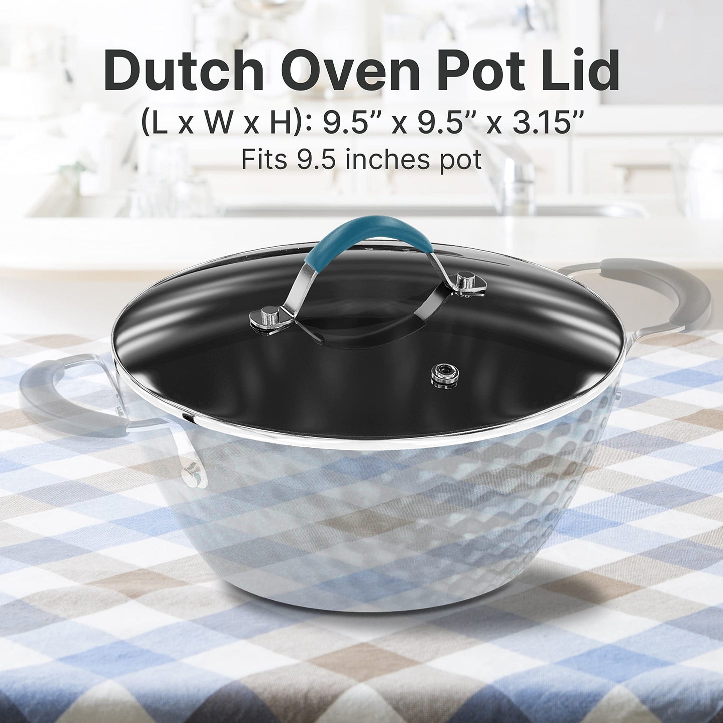 Dutch Oven Pot Lid - See-Through Tempered Glass Lids (Works with Models: NCCW11BL & NCCW11BD)