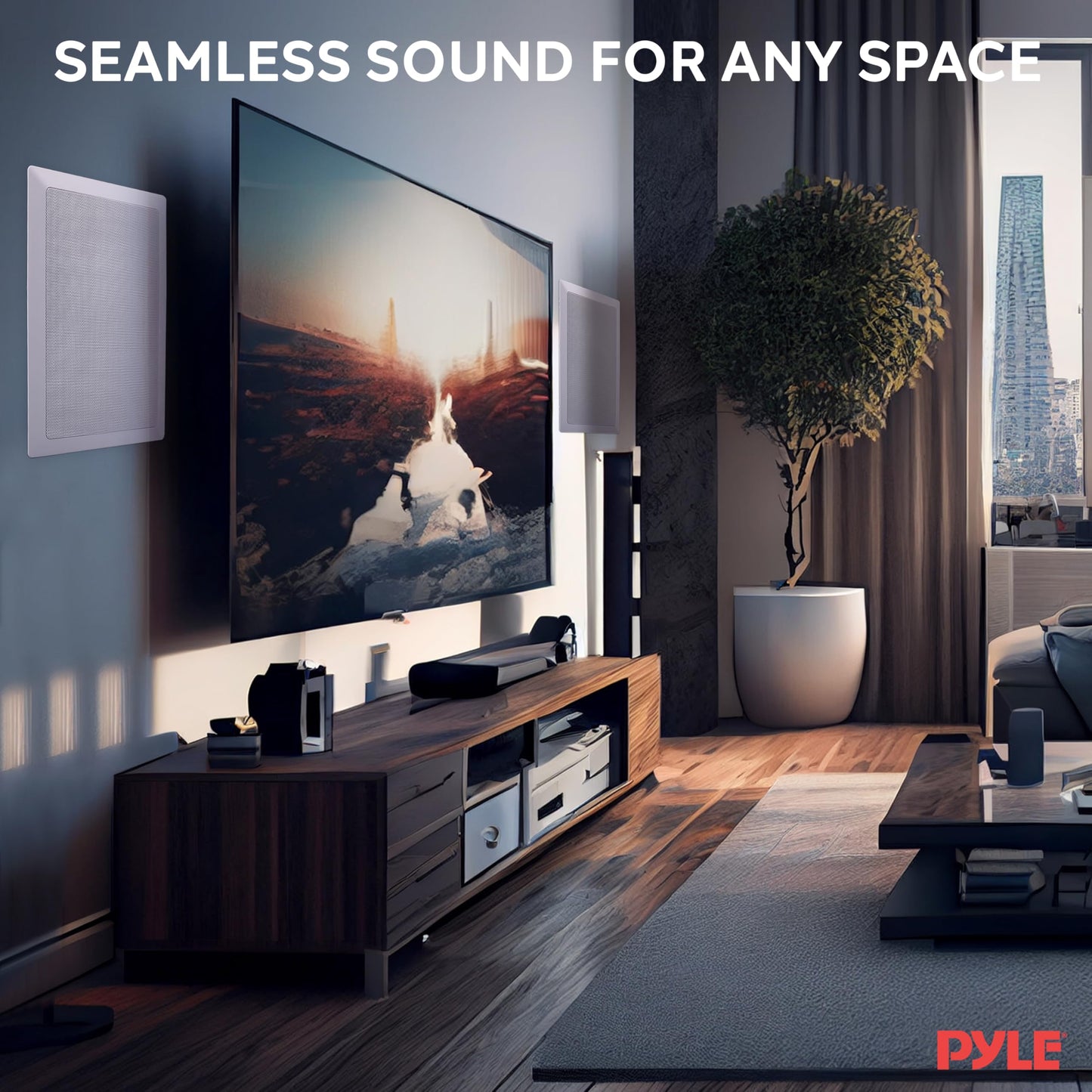 Pyle Two Way Stereo Sound Speaker - Dual Professional Audio Speakers System - In Wall / In Ceiling White Mount Flush, 6.5" Midbass, 1/2 Inch Polymer Tweeter - Indoor Home Theater - Pyle PDIW65 (Pair)