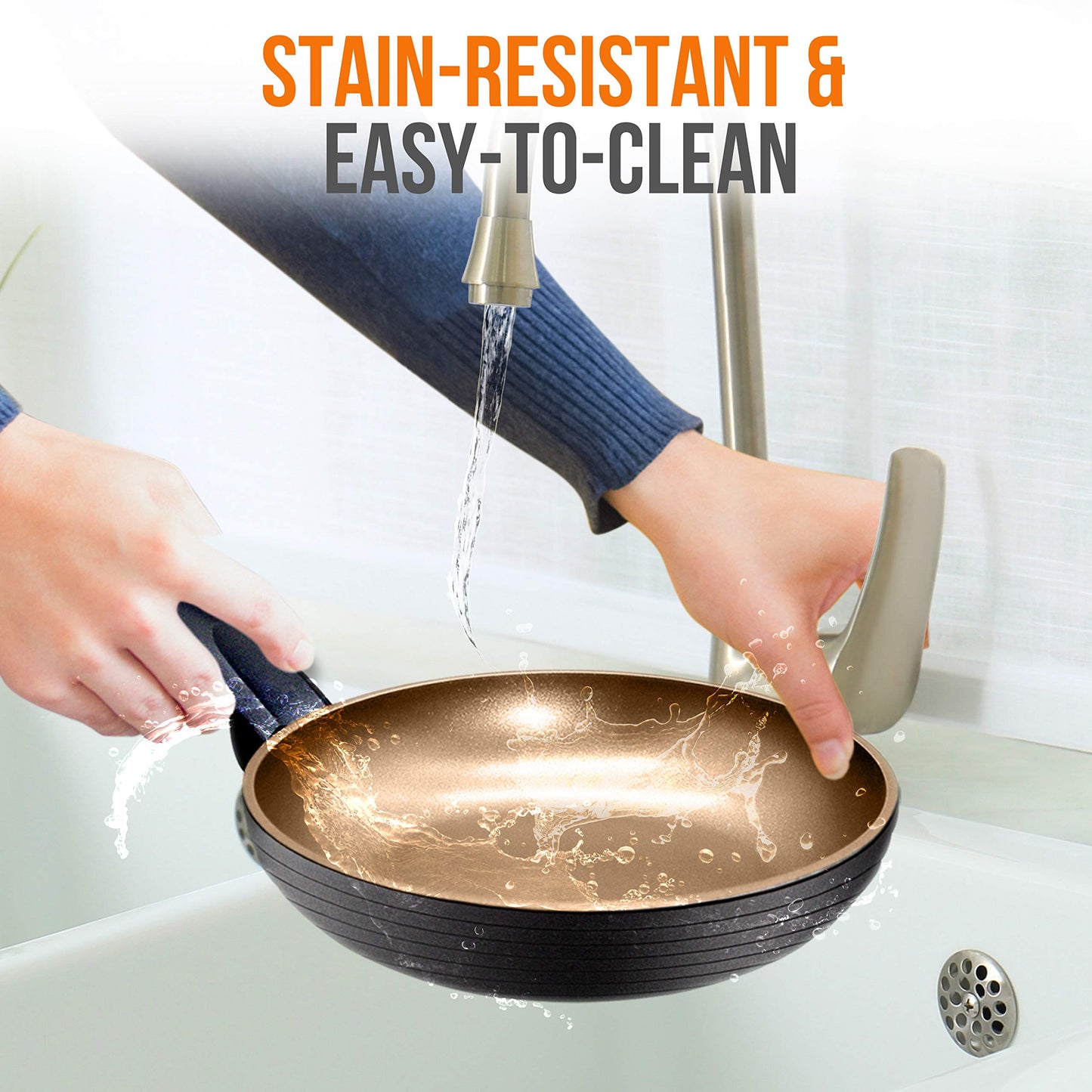 8'' Durable Small Fry Pan - Non-stick Kitchen Cookware, Induction compatible| PTFE/PFOA/PFOS-Free Hard-Anodized Look Heat Resistant Lacquer, Compatible with Model: NCCW12S - NutriChef PRTNCCW12SFP