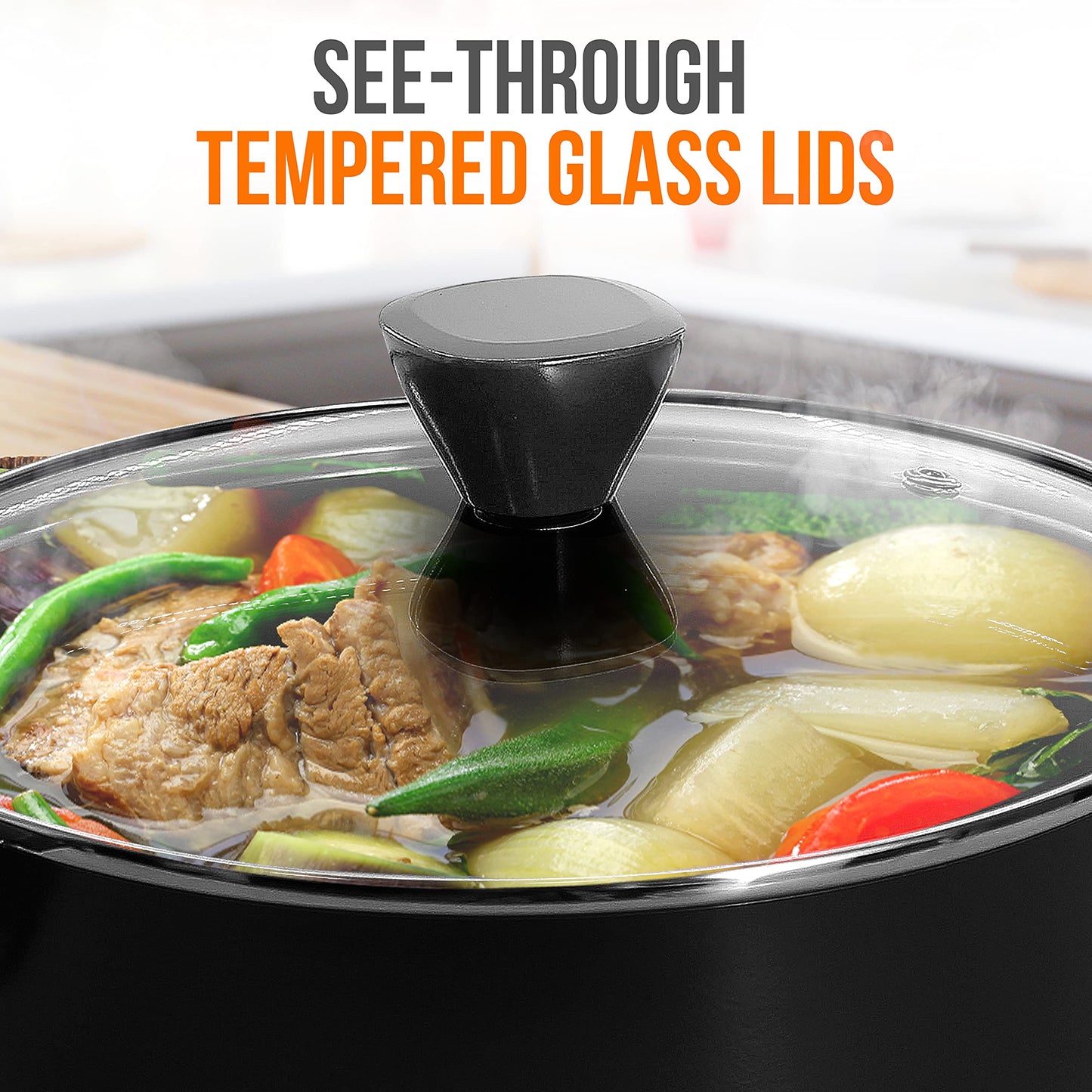 NutriChef Saucepan Pot with Lid - Non-Stick High-Qualified Kitchen Cookware with See-Through Tempered Glass Lids, 1 QT. (Works with Model: NCCWA13)