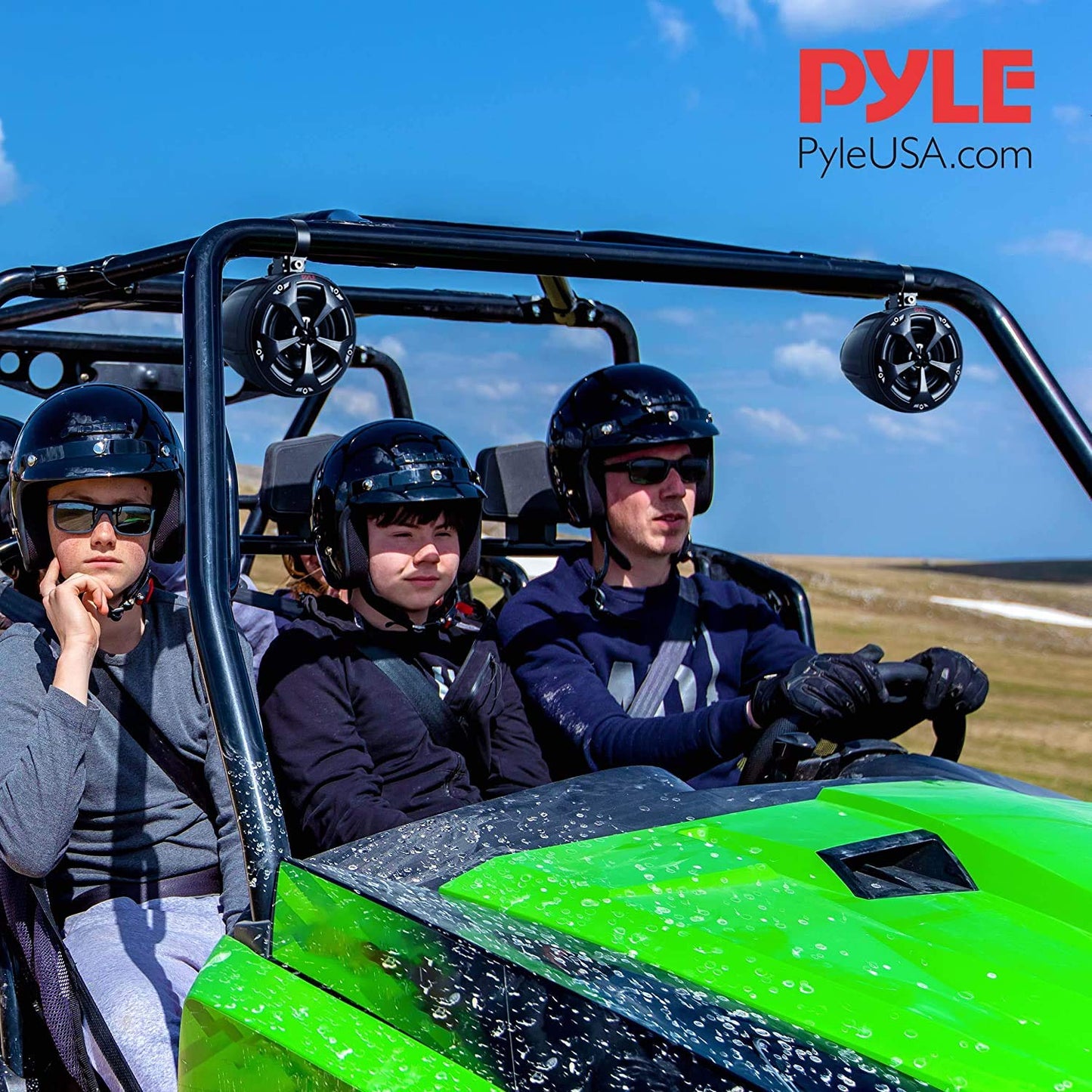 Pyle 2-Way Dual Waterproof Off-Road Speakers, 4 Inch 800 Watt Marine Grade Wakeboard Tower Speakers System, Full Range Outdoor Audio Stereo Speaker for ATV, UTV, Quad, Jeep, Boat - PLUTV41BK, Black