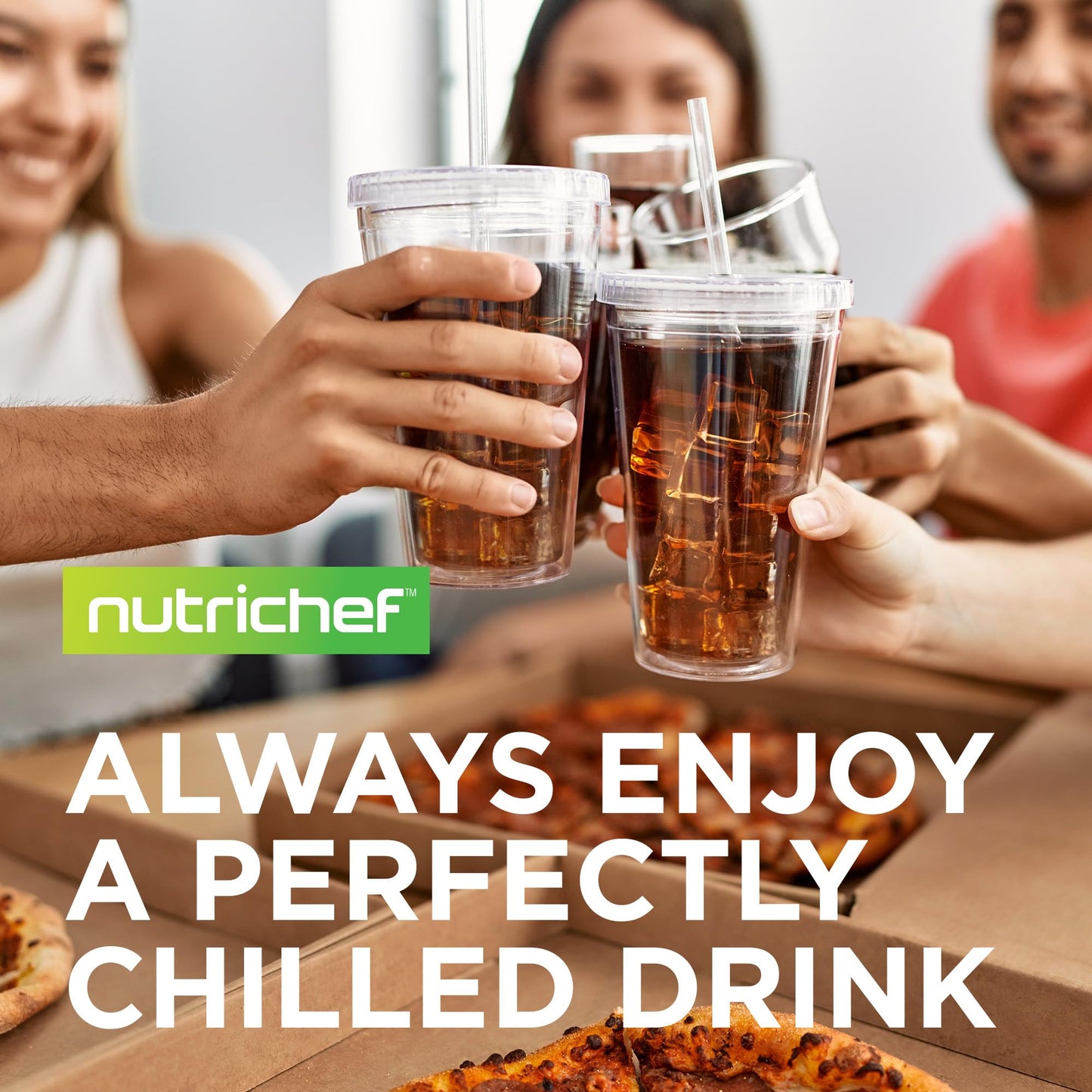 NutriChef Countertop Nugget Ice Maker Machine - Electric Nugget Ice Maker Countertop with Ice Scoop and Basket, Includes Rear-Mounted Hose Drainage, Compact, Convenient, and Incredibly Fast - NCICNUG